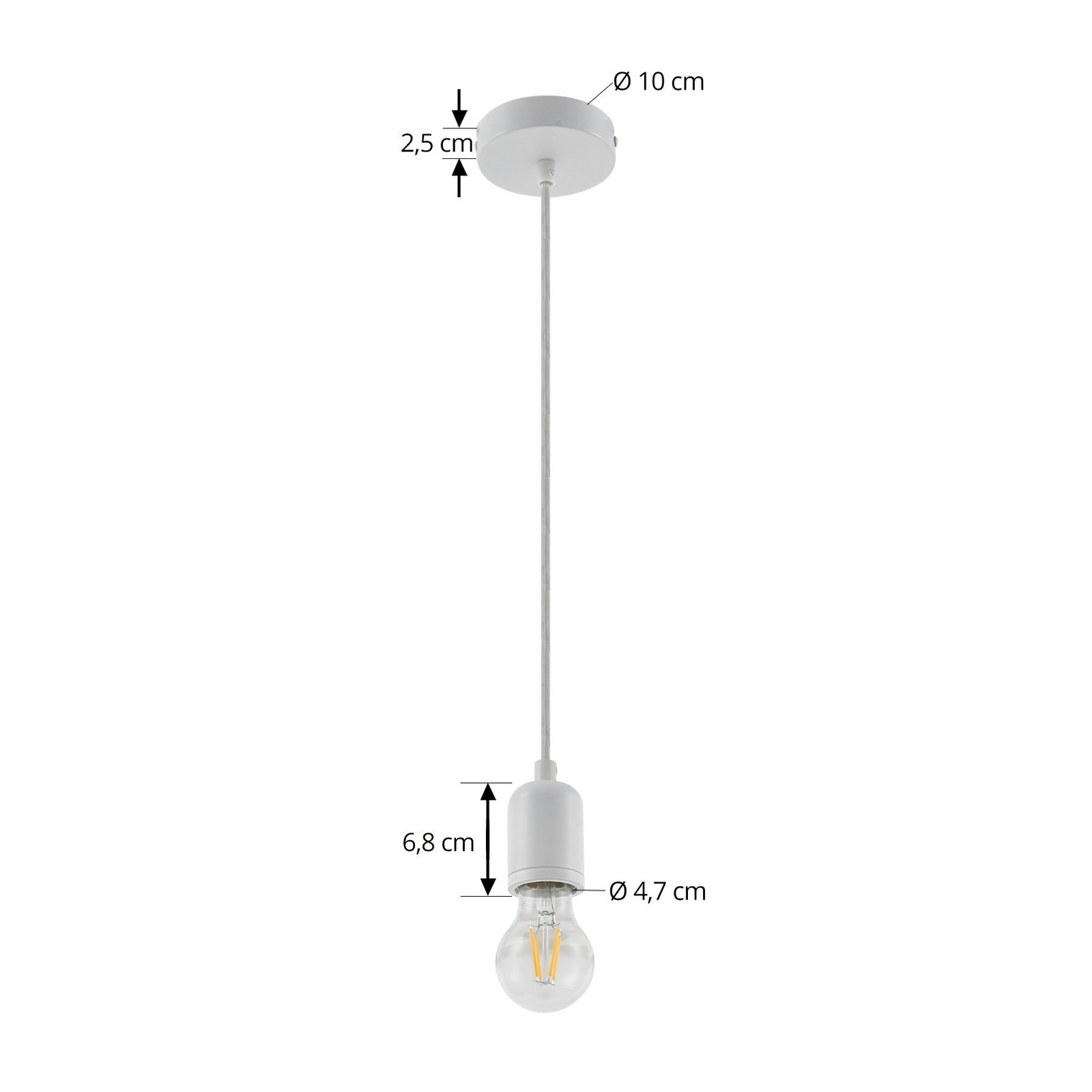 Candeeiro suspenso Lindby Hattie, branco, Ø 4,7 cm, metal, E27