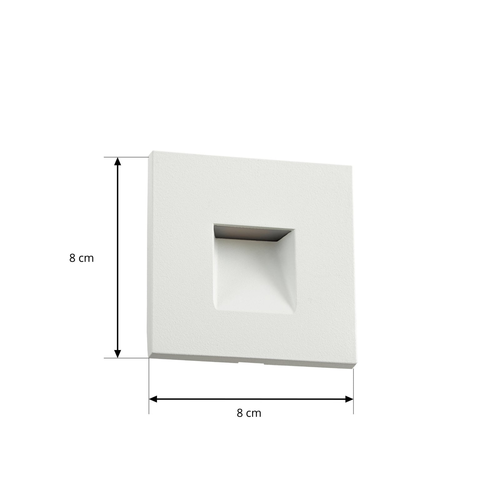 Alune LED innfelt vegglampe, kantet, hvit, IP65 8 x 8 cm - Lindby