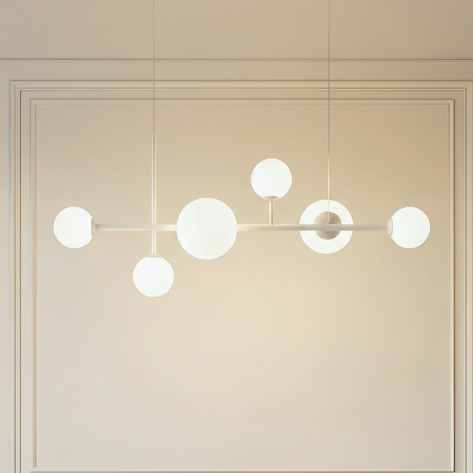 Suspension Dione, à 6 lampes, blanche