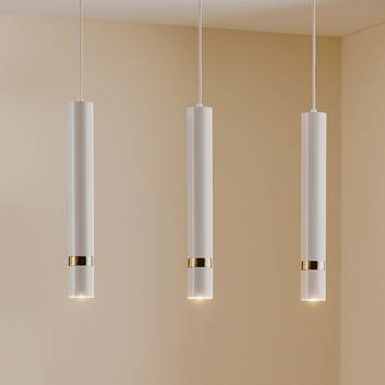 Hanglamp Rondo in wit/goud, 3-lamps lang