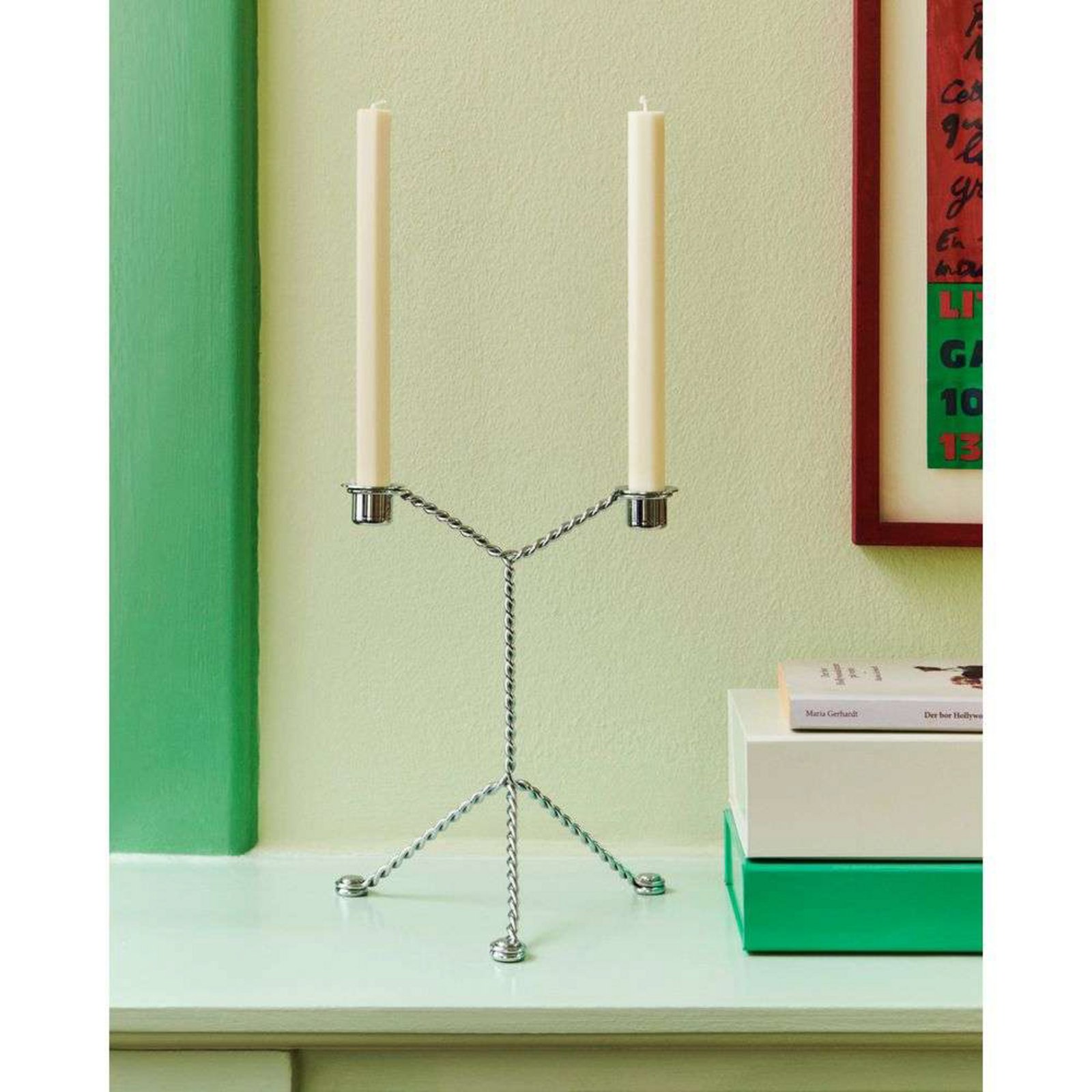 Wire Candleholder Mirror - Hay