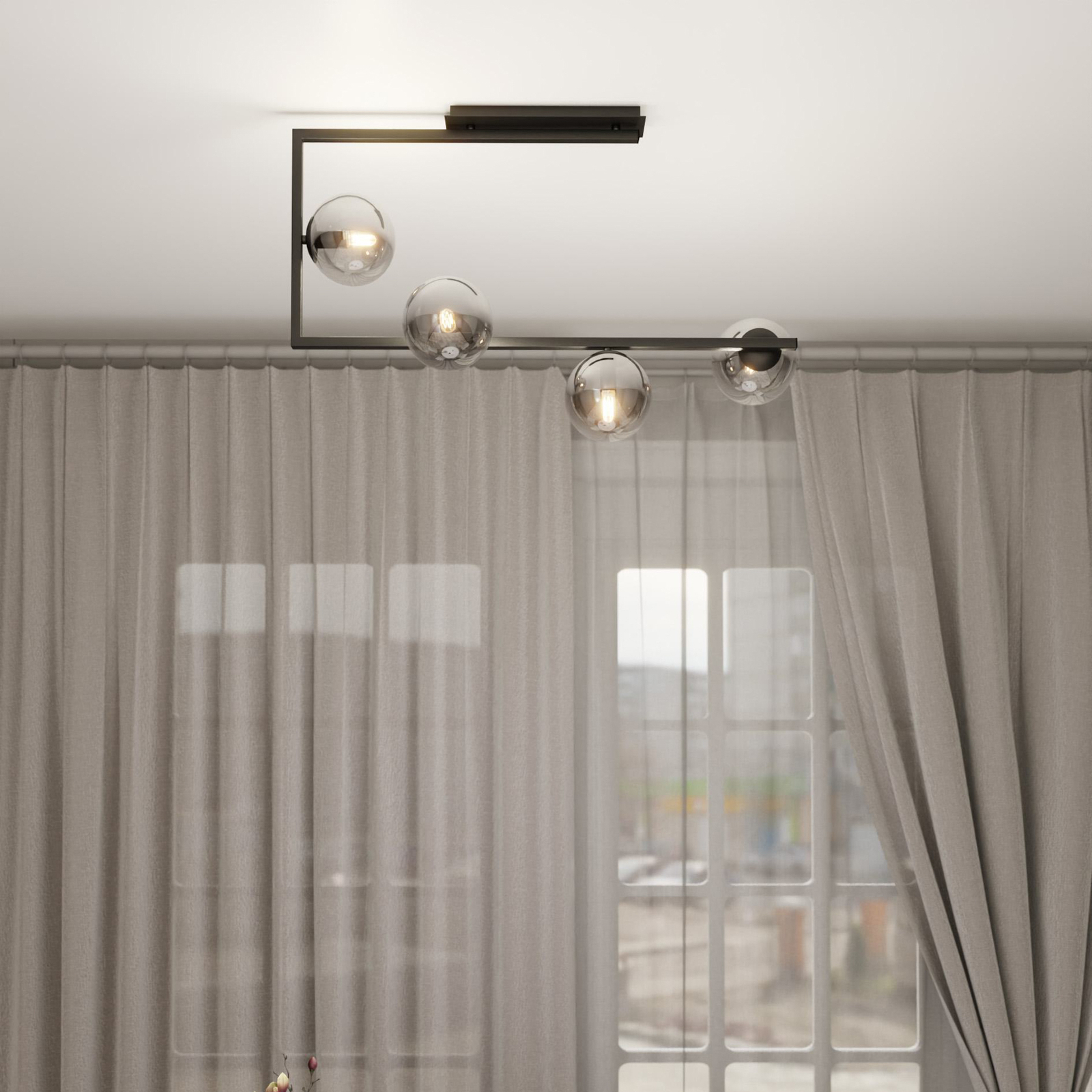 Soma ceiling light, graphite/black, glass, E14