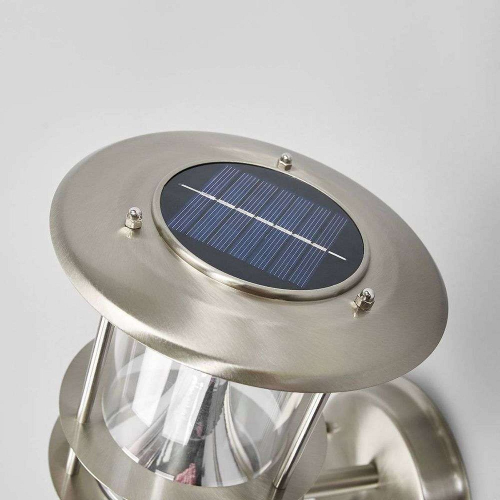 Sumaya LED Lámpara Solar Aplique de Pared Stainless Steel/Clear - Lindby