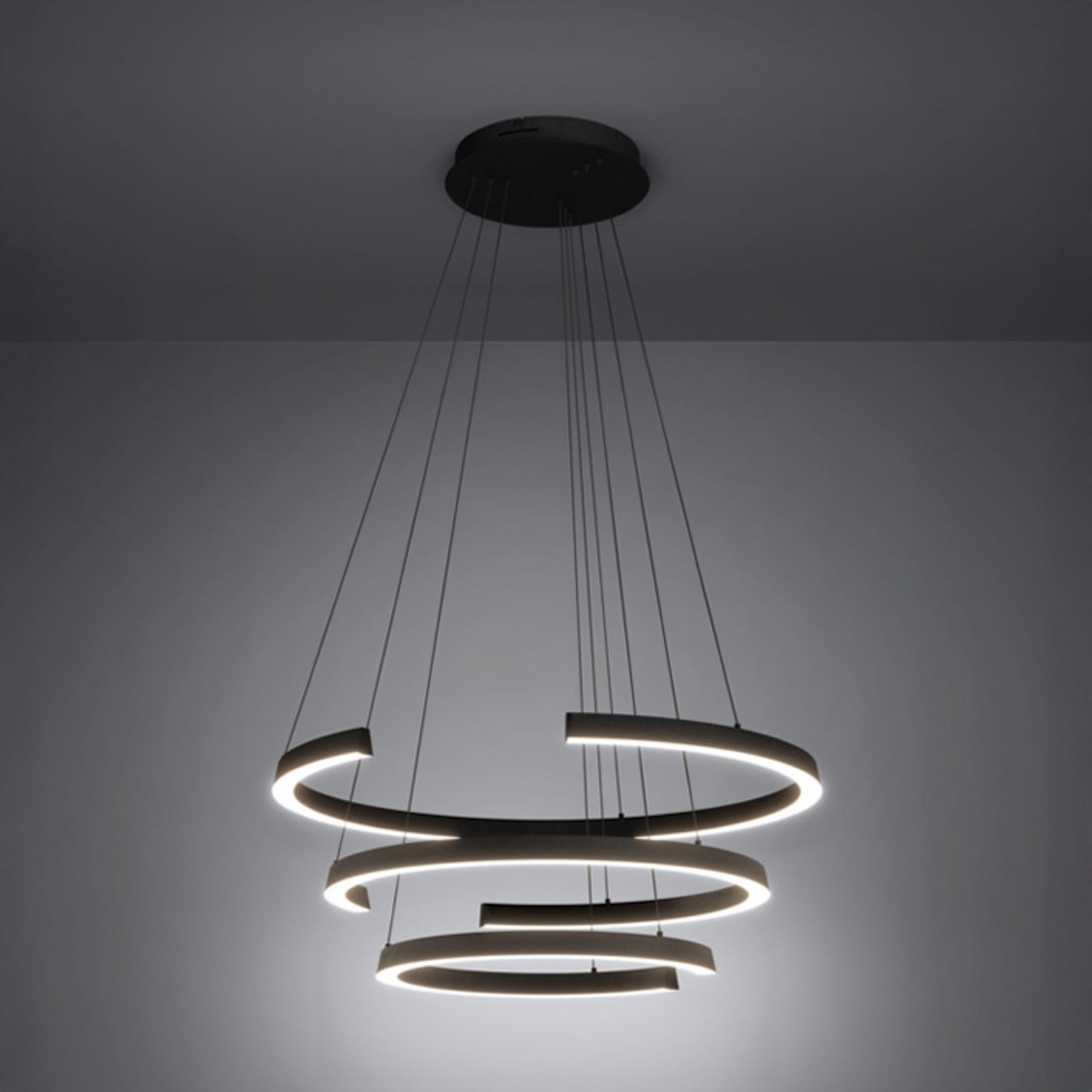 Suspension LED Stars of Light LABONETE noire Ø 80 cm à 3 lampes Suspension LED Stars of Light LABONETE noire Ø 80 cm à 3 lampes