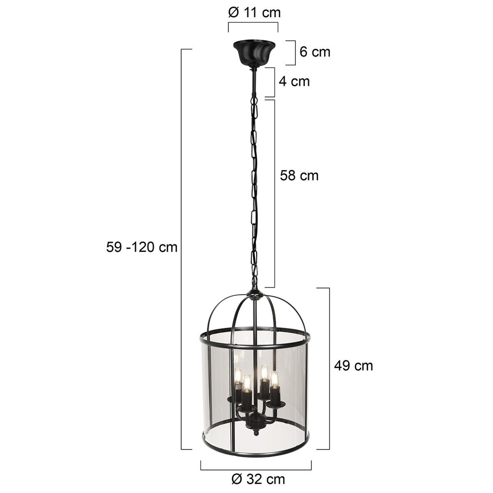 Hänglampa Pimpernel, Ø 32 cm, svart