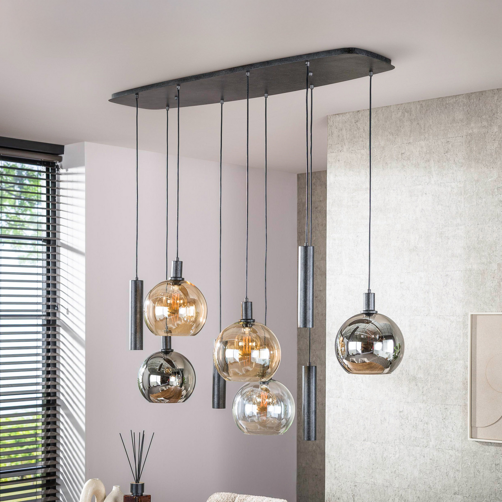 Pendelleuchte Sfera Tricolore, mehrfarbig, 9-flg., E27/GU10 Pendelleuchte Sfera Tricolore, mehrfarbig, 9-flg., E27/GU10
