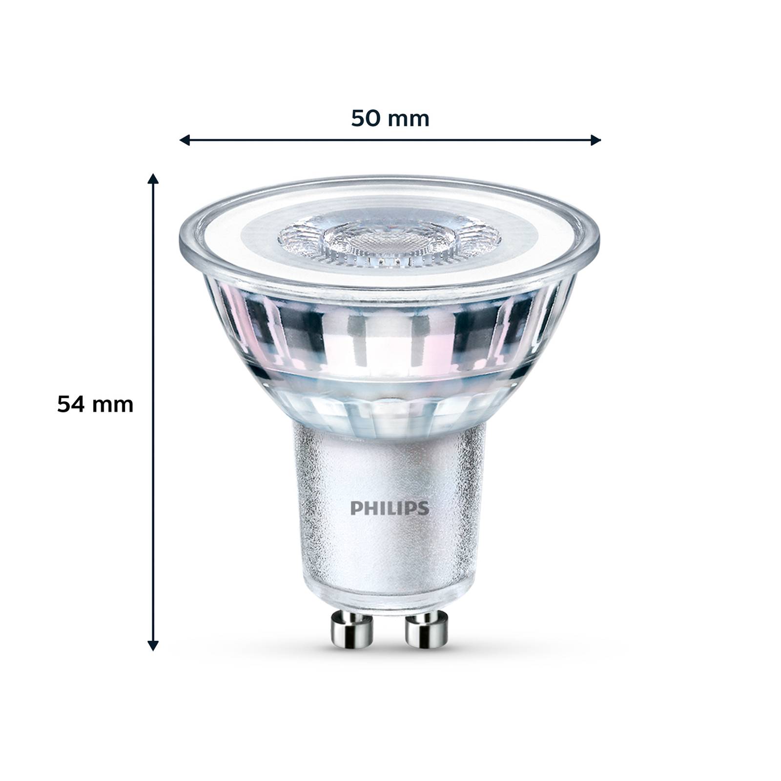 Philips LED-pære GU10 4,6 W 355lm 827 klar 36° 6