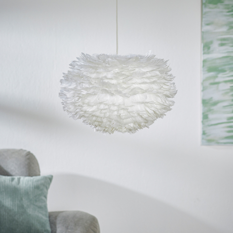 Suspension en plumes d’oie Eos medium, blanc
