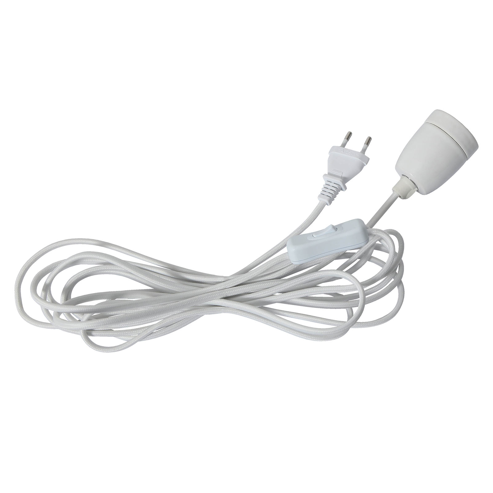 Glaze E27 socket with cable, white