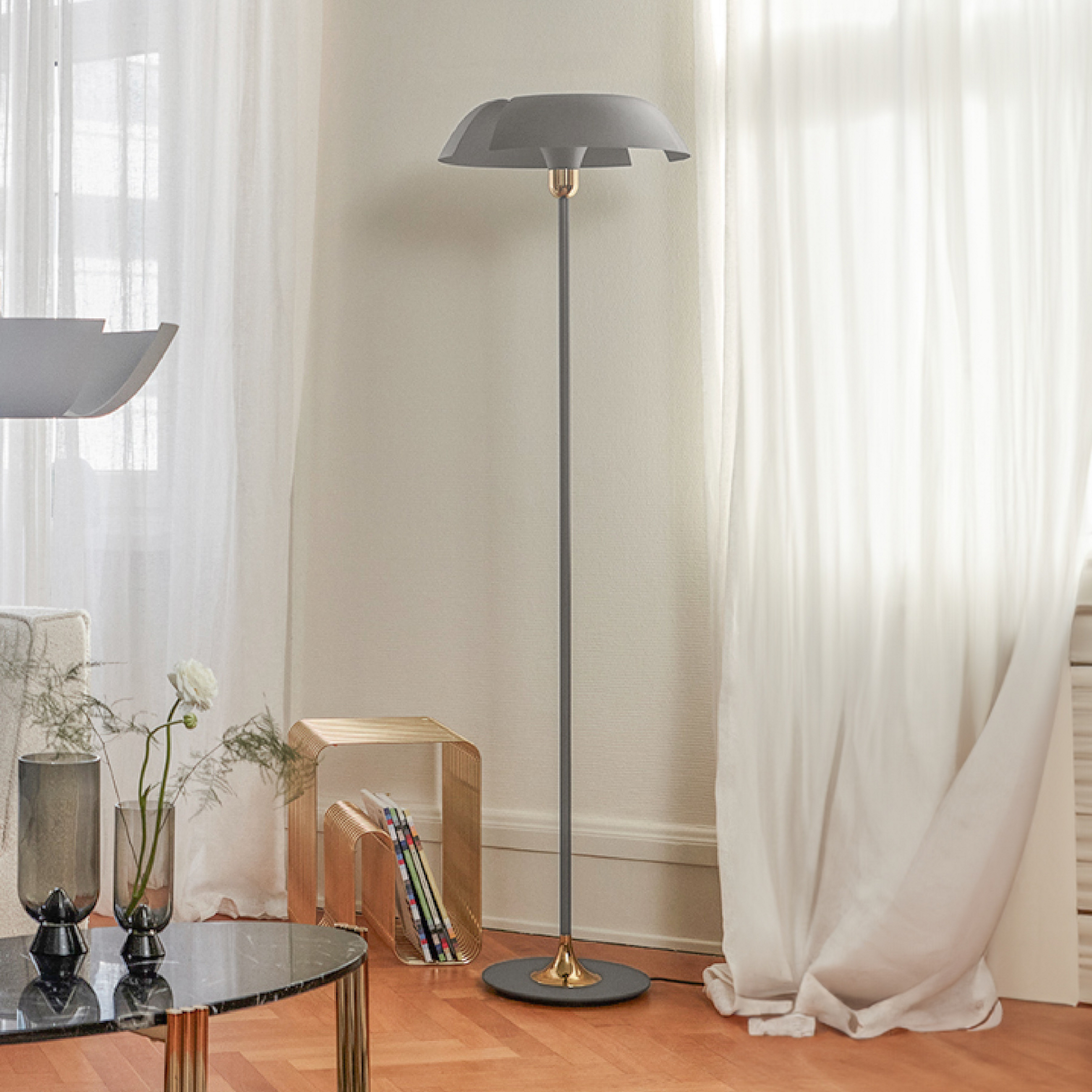 Cycnus Lampadaire Taupe/Or - AYTM