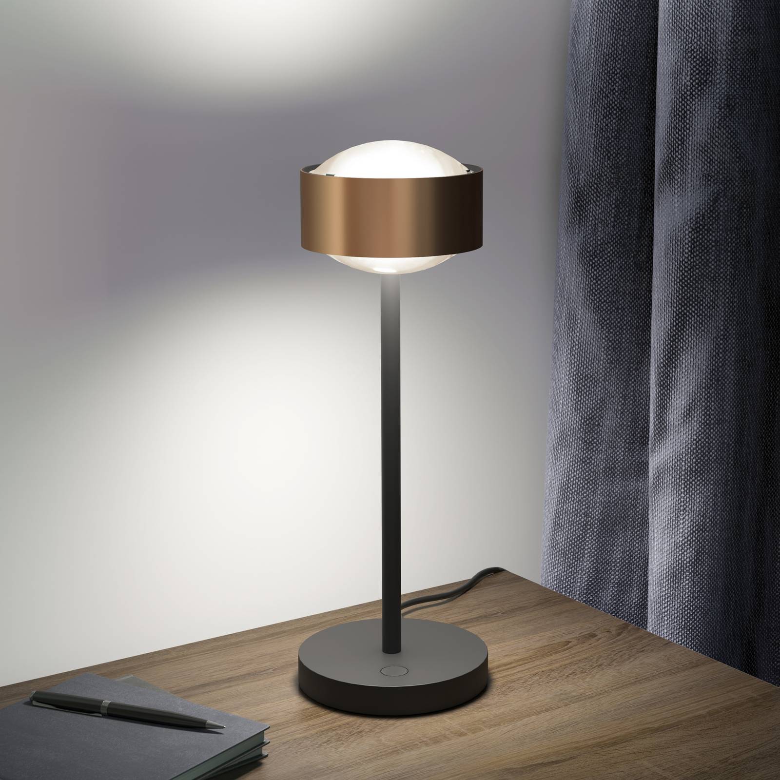 Top Light Puk! 120 Eye Table LED mates cuivré/noir