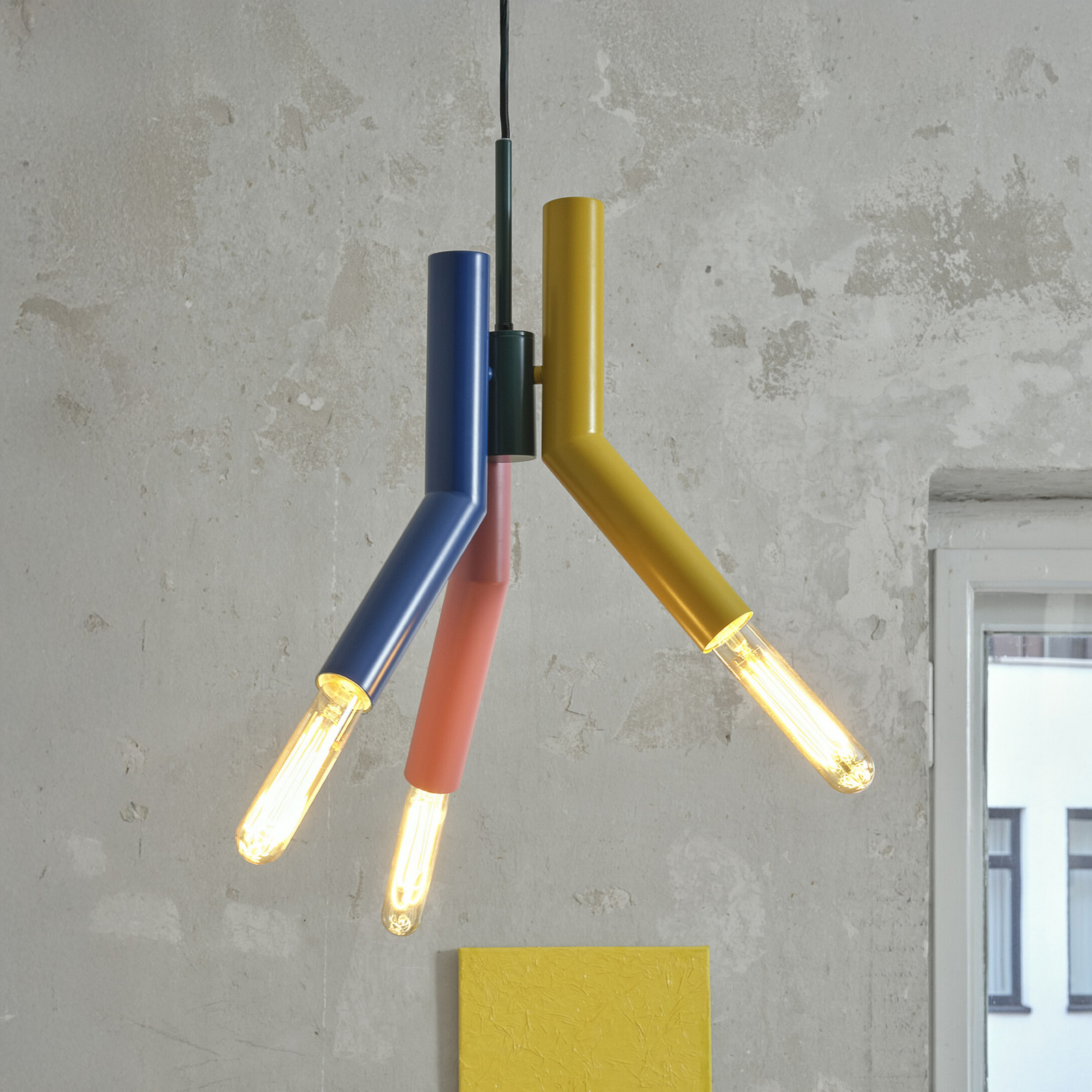 Lampă suspendată OSRAM Decor Straw 3 becuri oțel colorată E27 - Camera de zi / sufragerie - Modern - multicolor - Metal