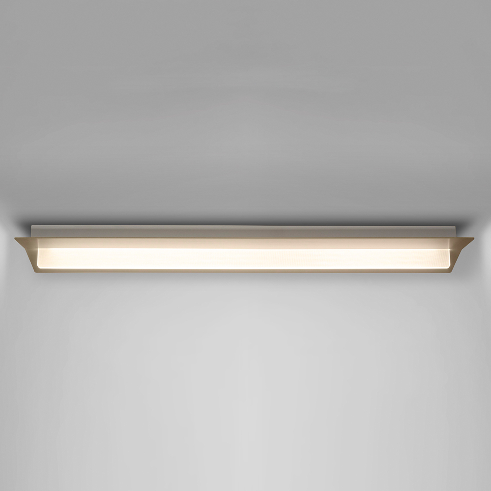 Linea Light Flurry_S LED ceiling light in bronze, for Living / Dining Room, aluminium, plastic, 45 W, energy efficiency: A+, L: 100 cm, W: 20 cm, H: 6.7 cm