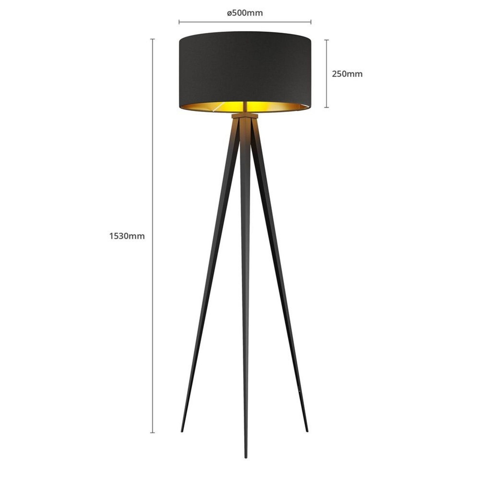 Benik Floor Lamp Black/Gold - Lindby