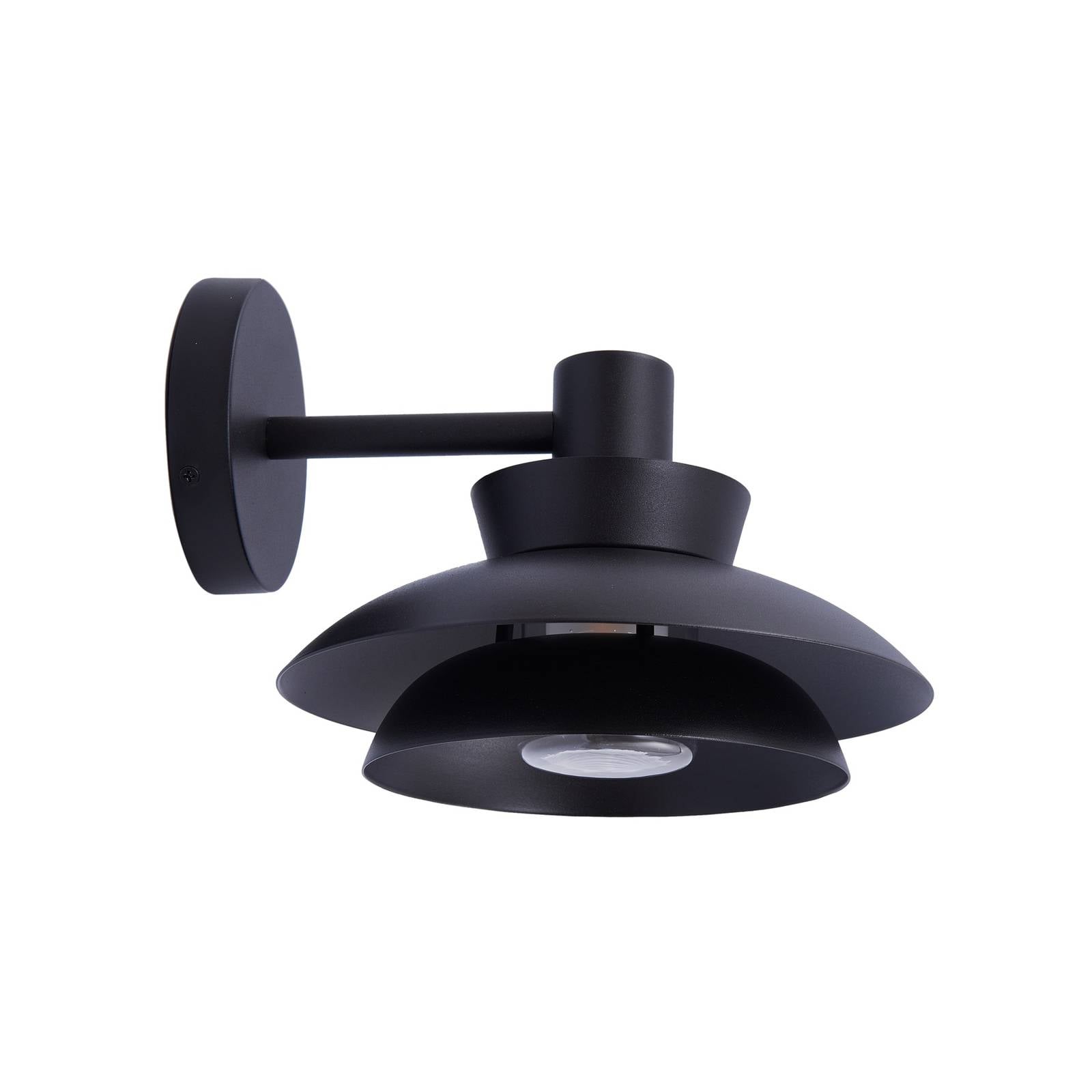 Lucande Außenwandleuchte Thais, schwarz, Metall, Ø 25 cm