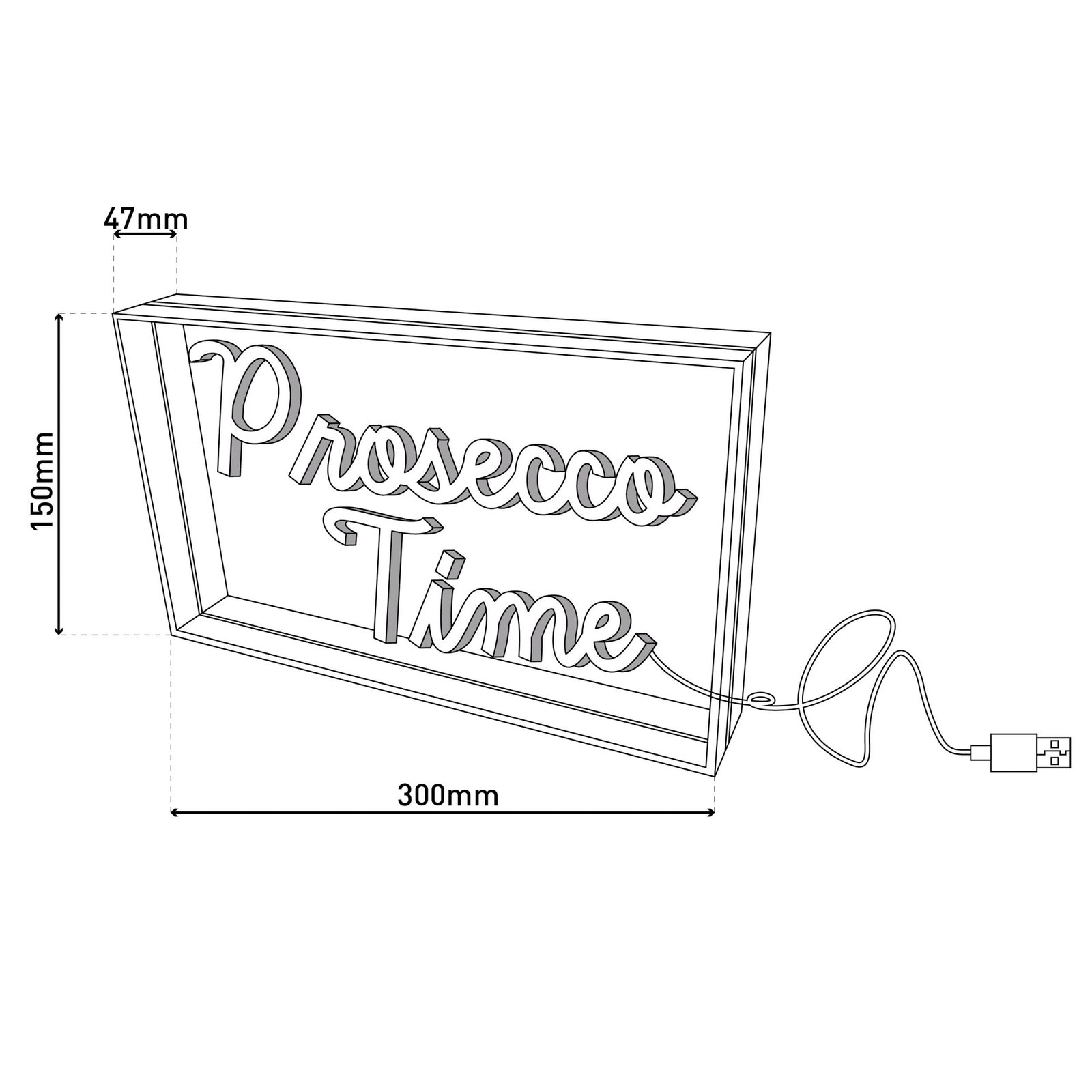 Applique a LED Prosecco Time clear 30x15 cm plastica USB RGB