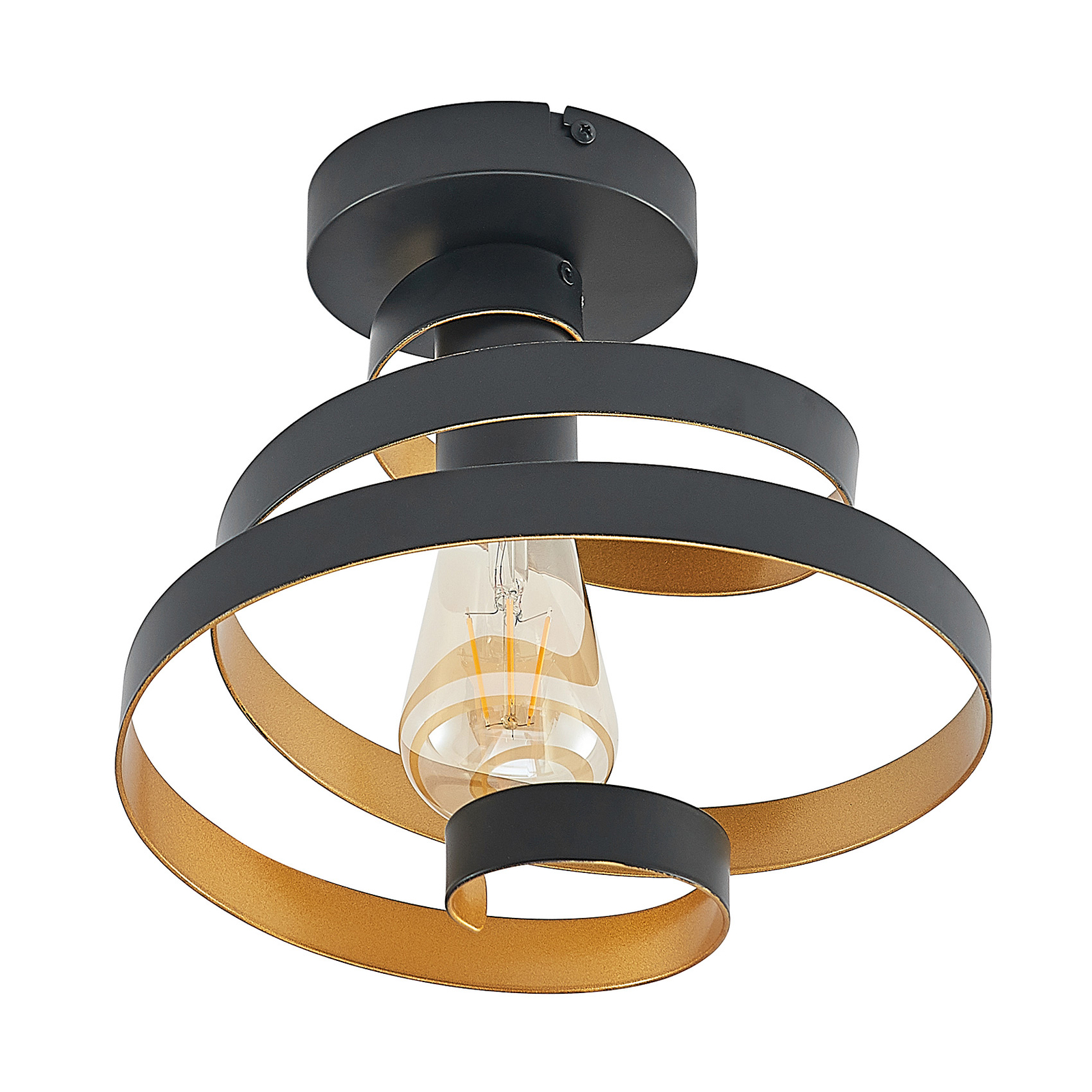 "Lindby Colten" lubinis šviestuvas, spiralinis, juodai auksinis