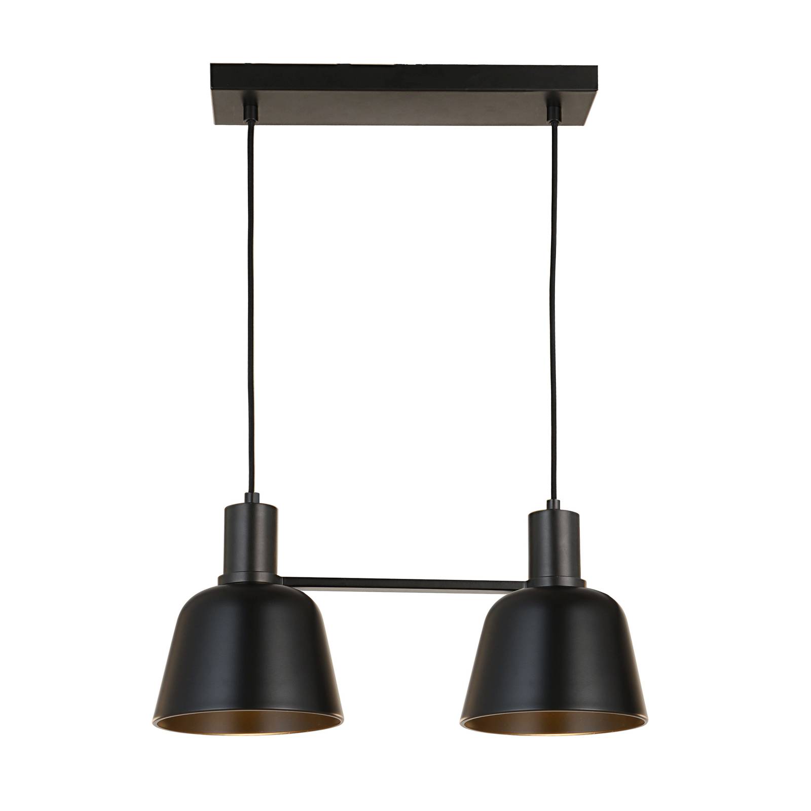 Lucande Servan függő lámpa, fekete, két izzós