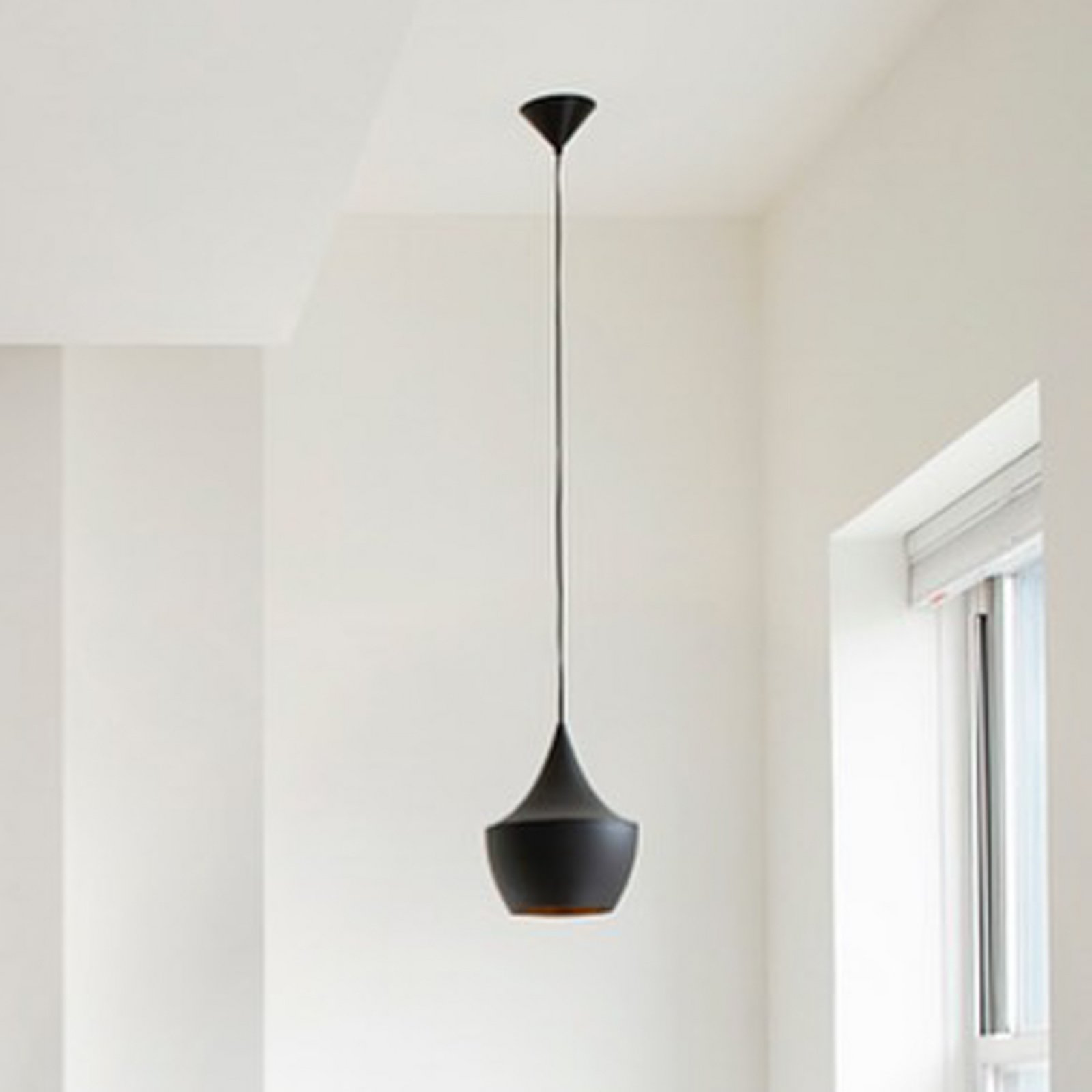 Tom Dixon LED hanging light Beat Fat, black, Ø 24 cm, brass
