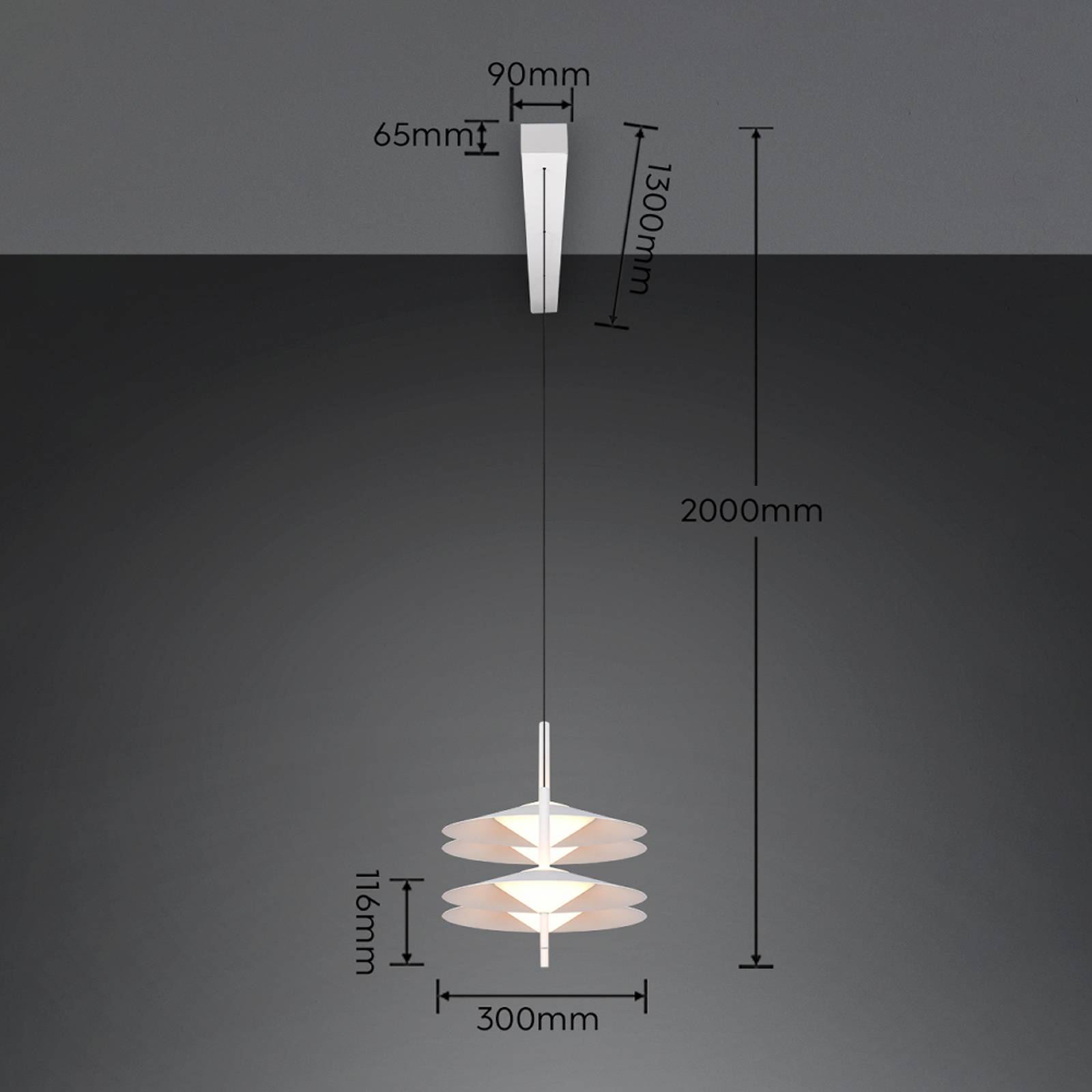 LED-hengelampe Amalo, matt hvit, lengde 146 cm, CCT, 4 lyskilder