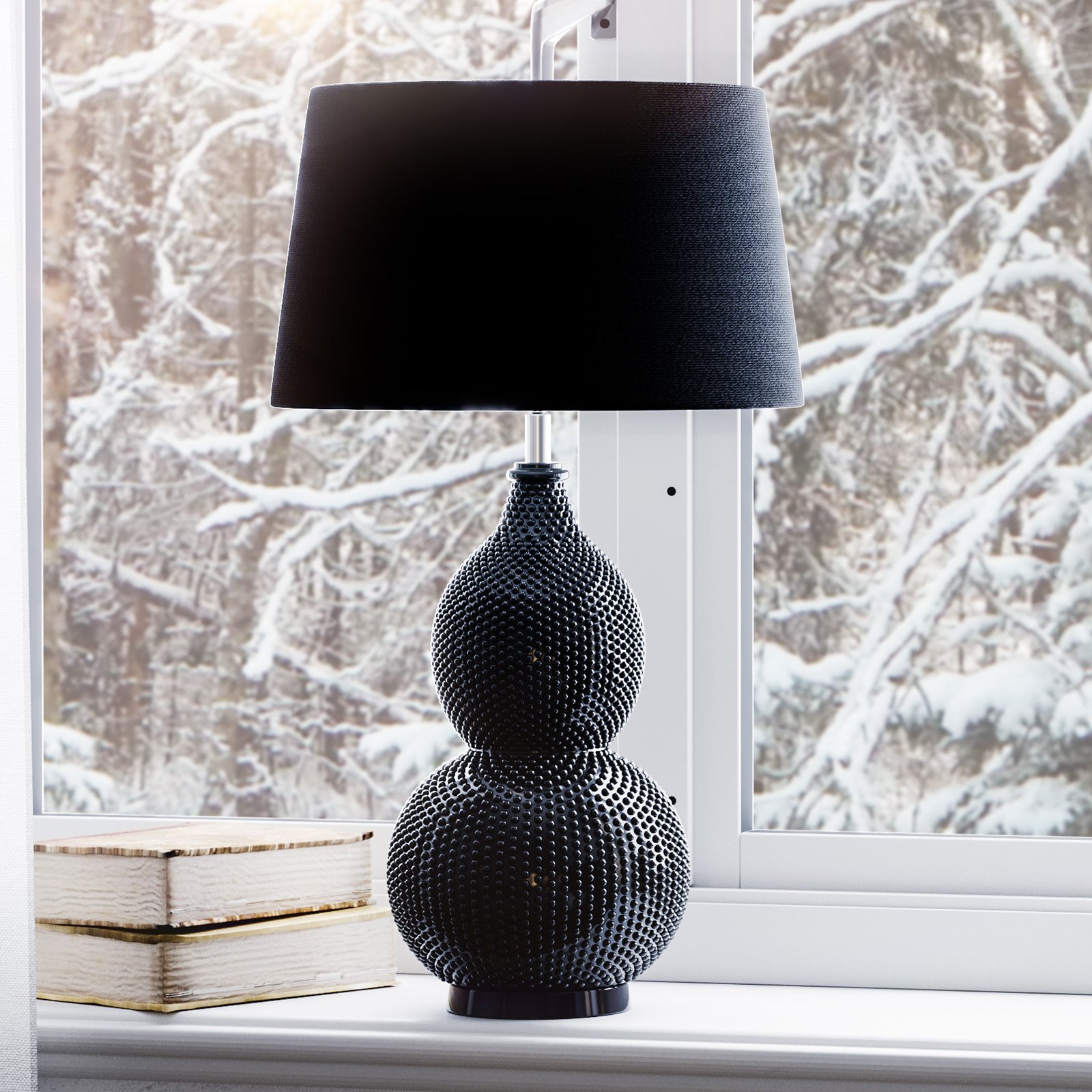 By Rydéns Lofty table lamp, black fabric lampshade