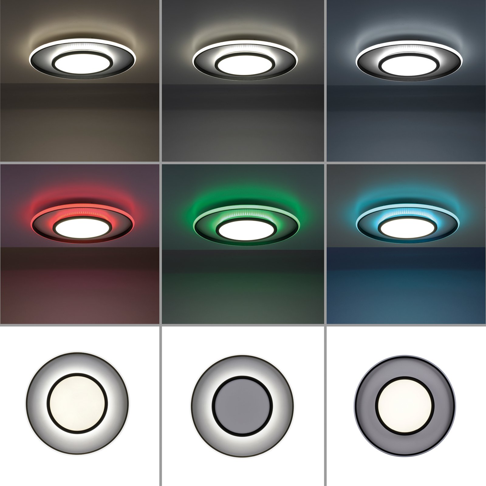 LED griestu gaisma Arenda Ø 60cm, RGB/CCT, regulējams gaismas blīvums
