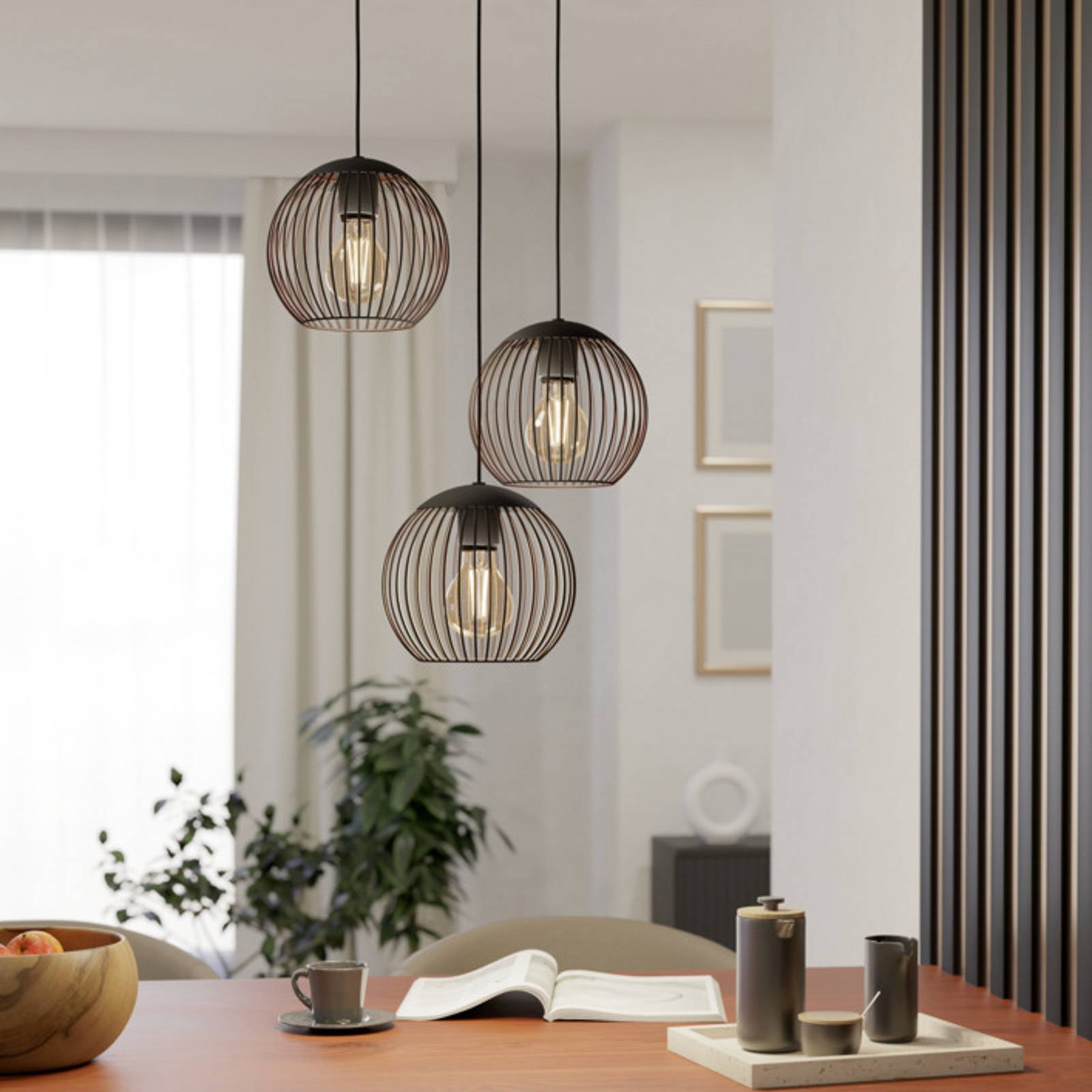 EGLO hanglamp ALMANZORA, Ø 47 cm, 3-lamps, zwart, E27