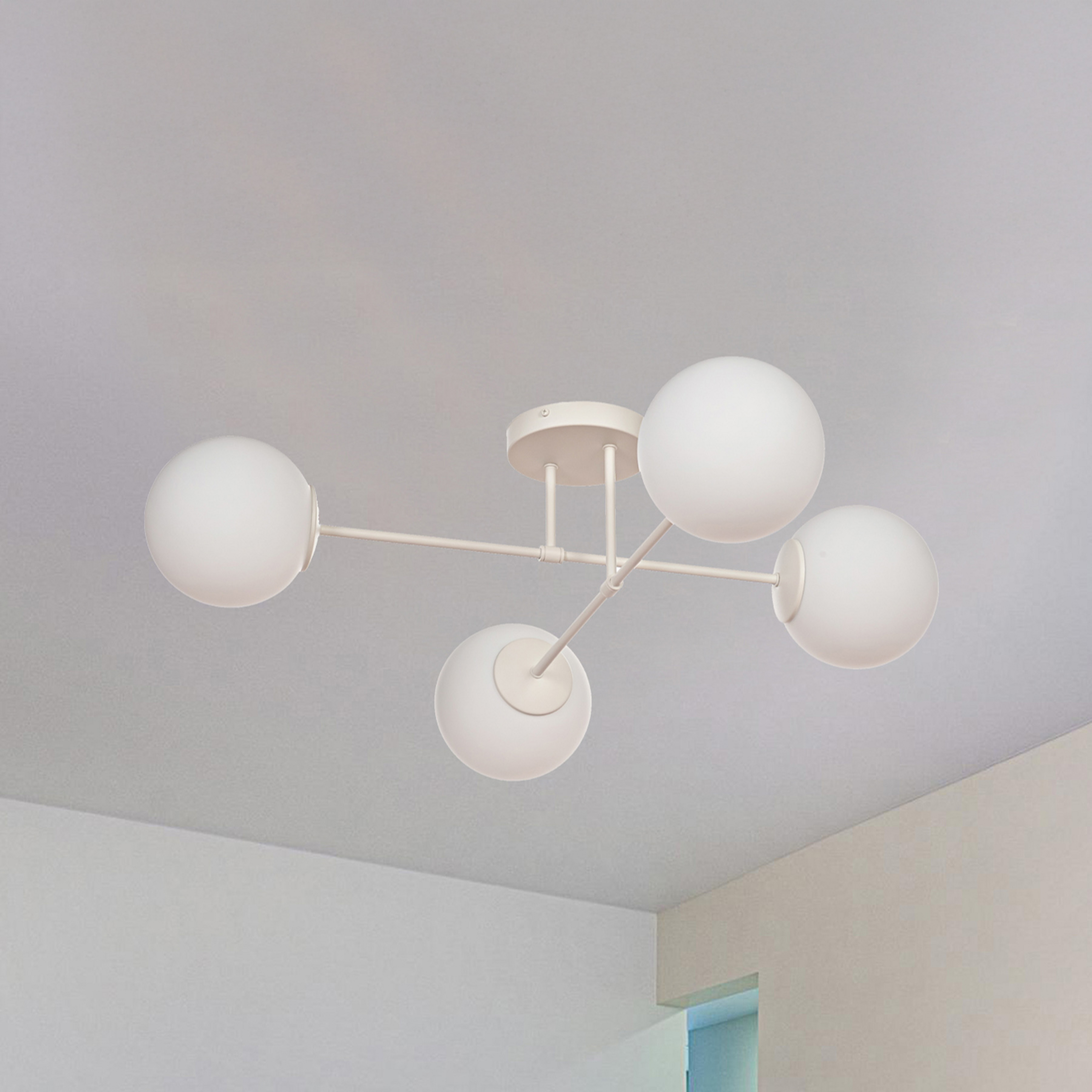 Moon loftlampe, 80 cm, 4 lyskilder, sandfarvet, glas, E27