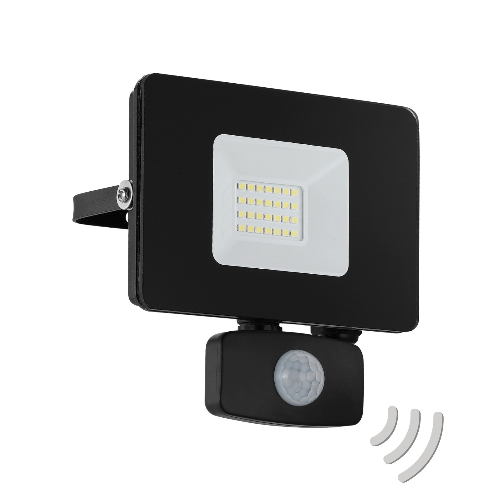 Faedo 3 LED outdoor spotlight, sensor, black, 20 W