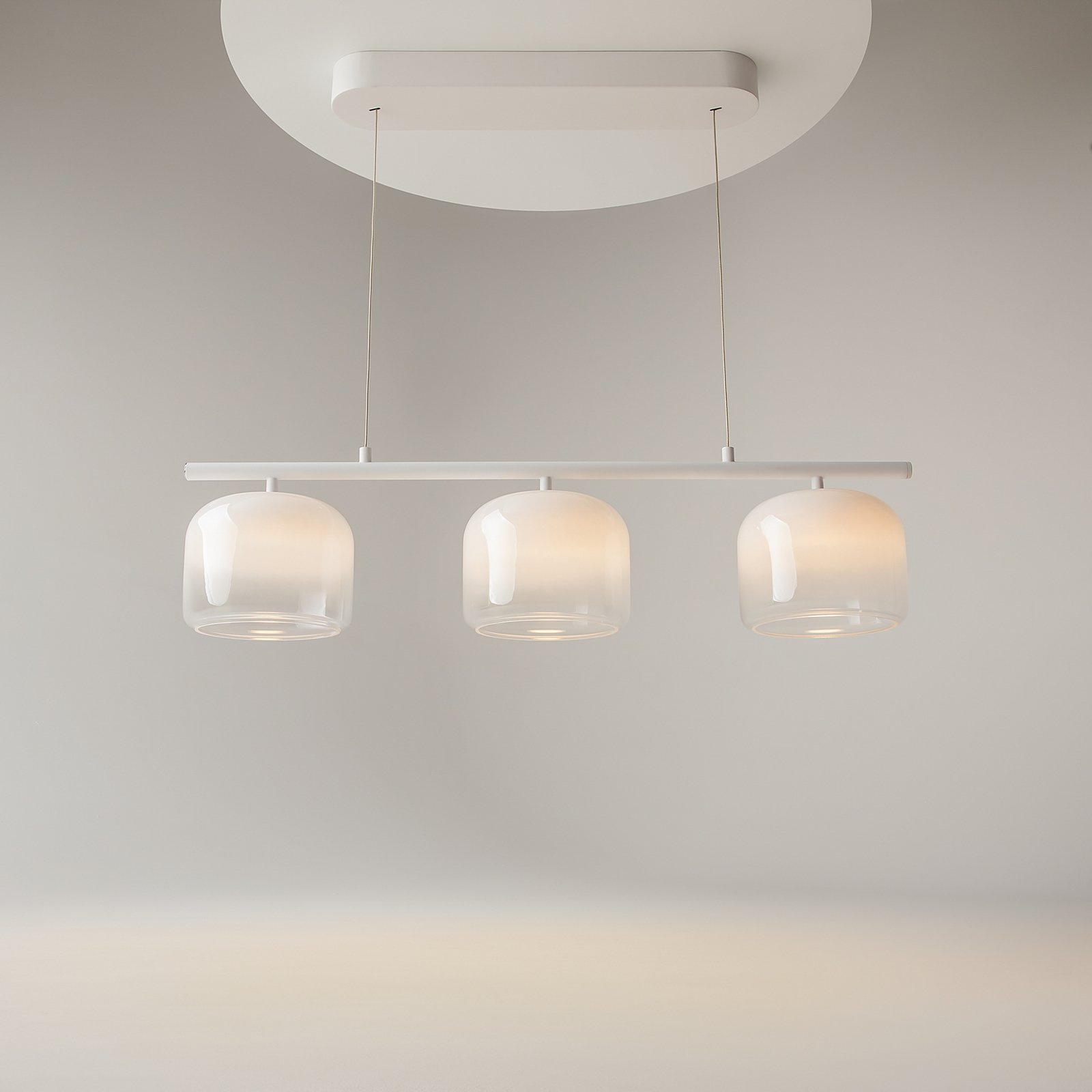 Lampă suspendată LED Maytoni Spirito, 3 becuri, albă, sticlă, dimabil