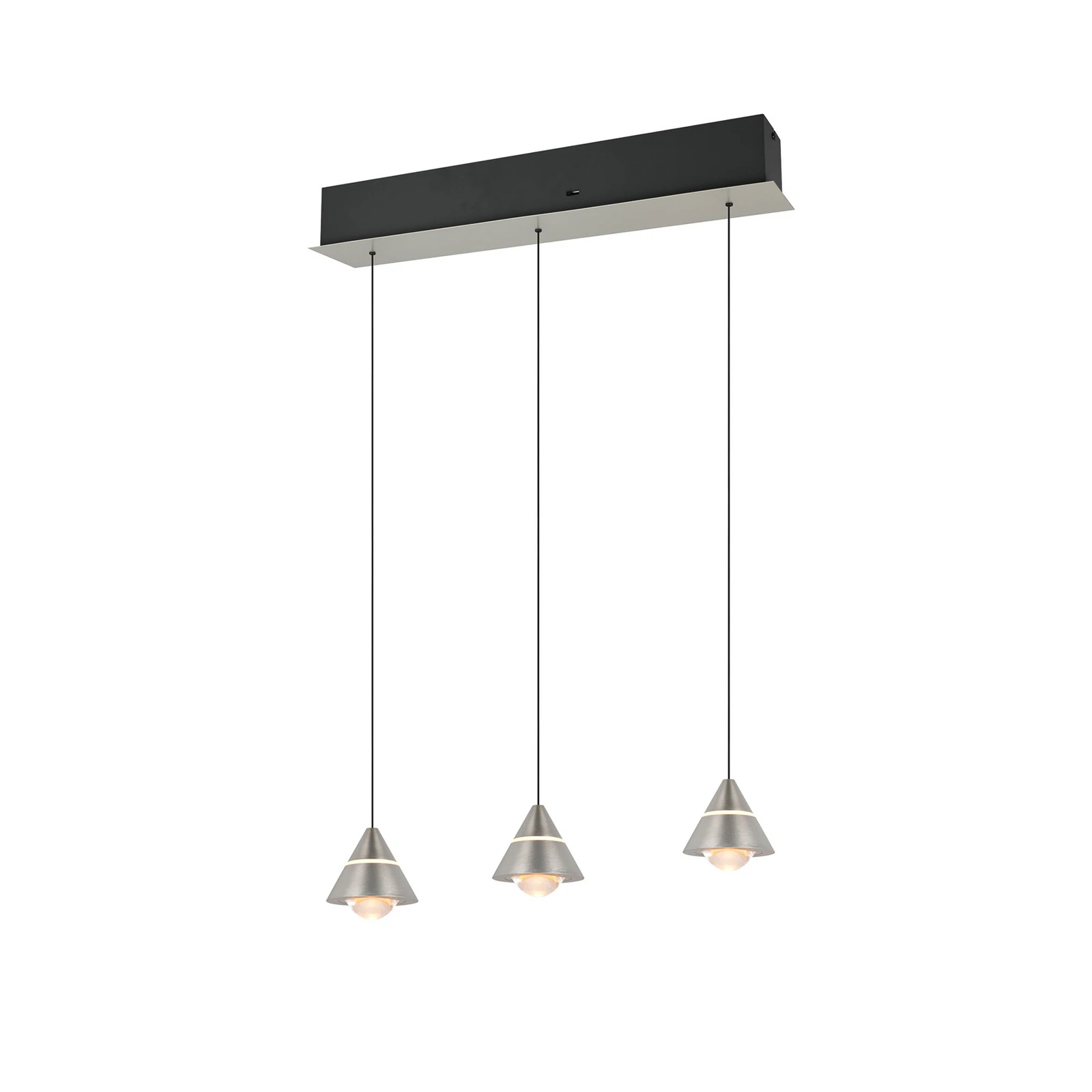 LED-pendellampa Romeo Längd 55 cm nickelfärgad metall 3 lampor