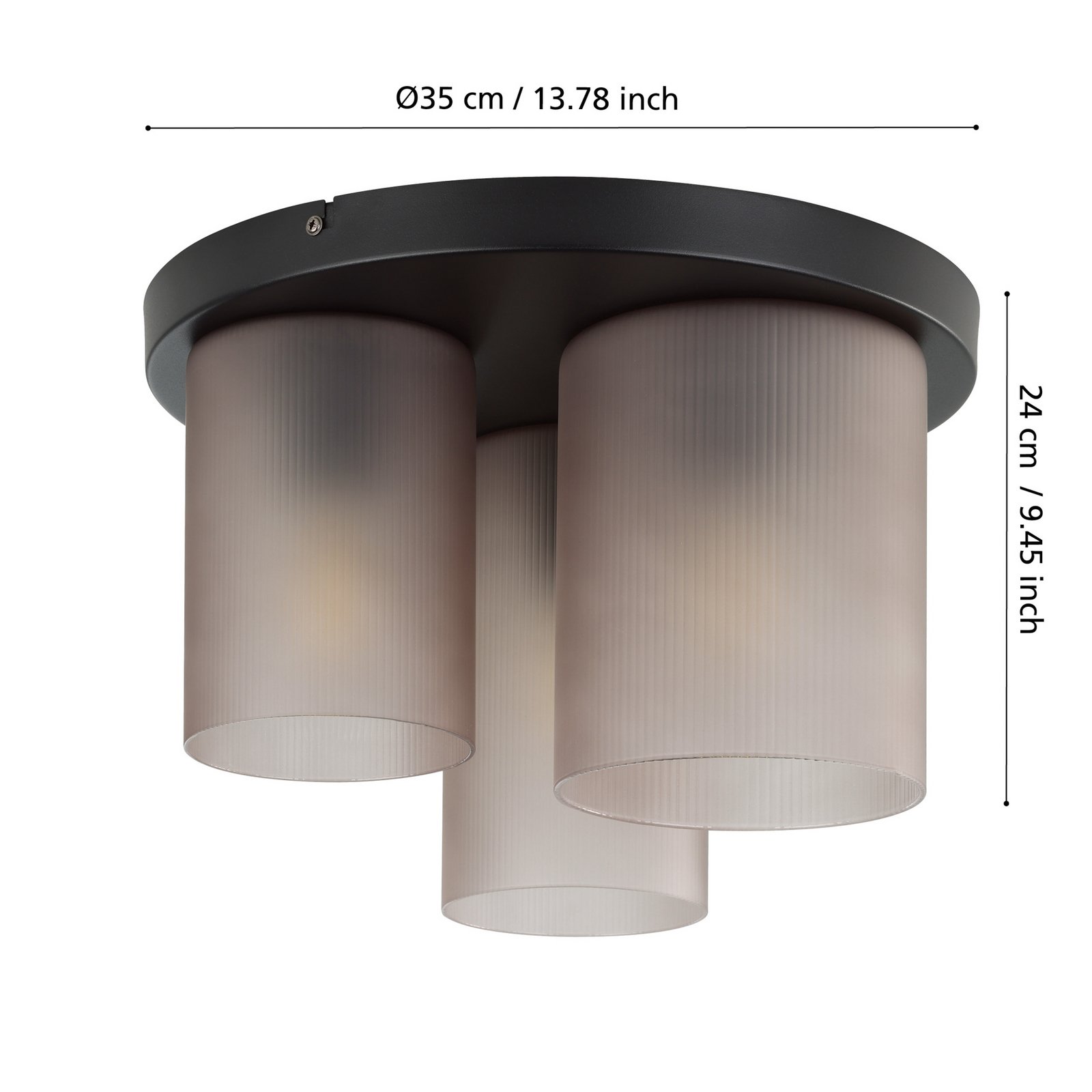 Colomera taklampe, svart/grå, 3 lyskilder.