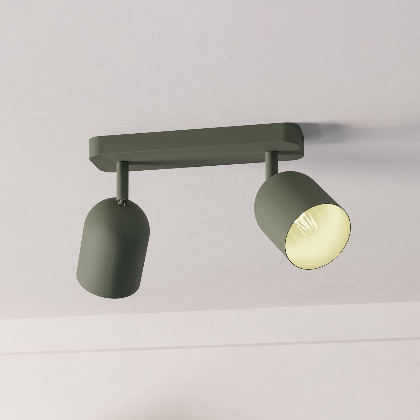EGLO Spot pour plafond Tilston, vert foncé, longueur 28 cm, à 2 lampes, acier