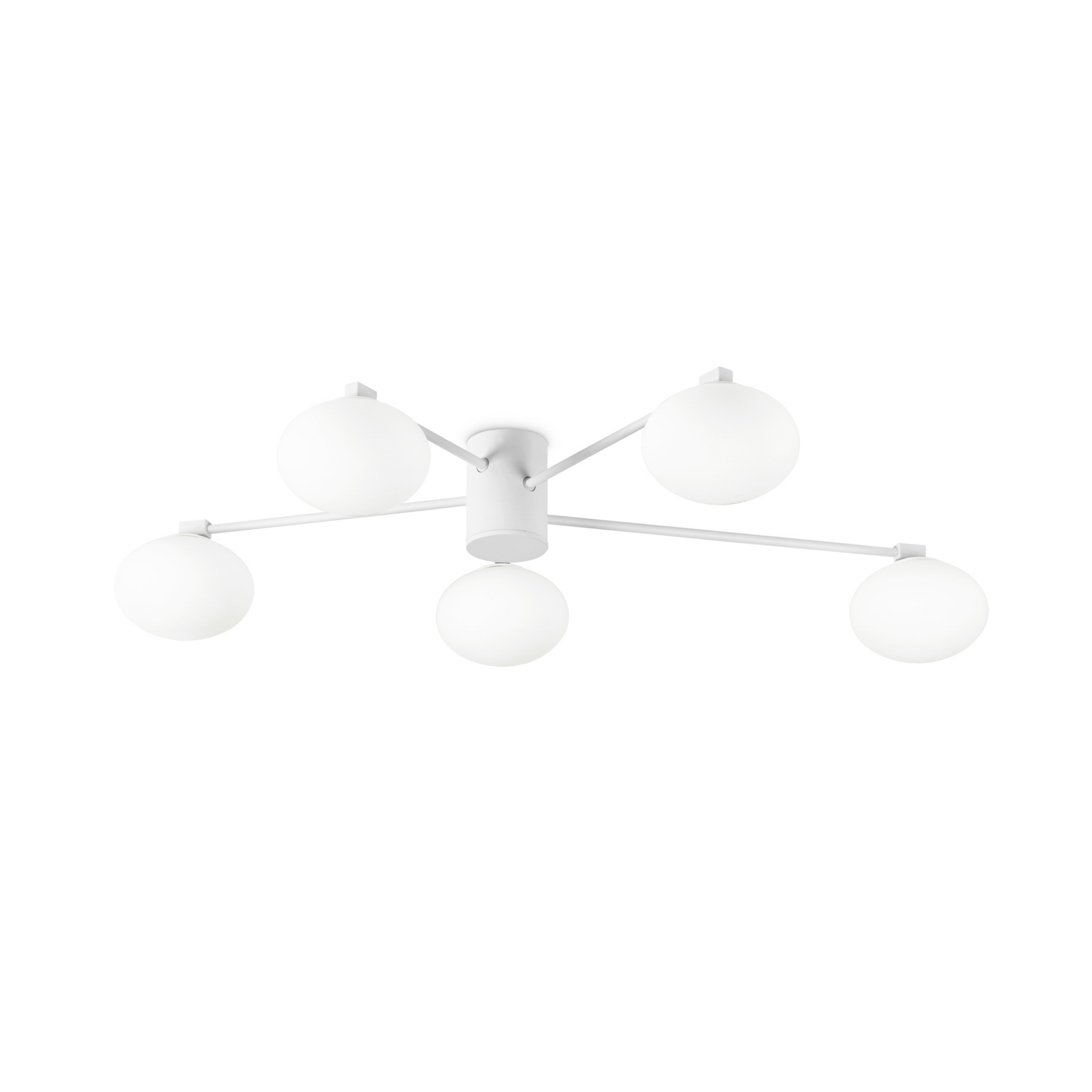 Ideal Lux plafonnier Hermes, blanc, 90 cm, à 5 lampes, verre