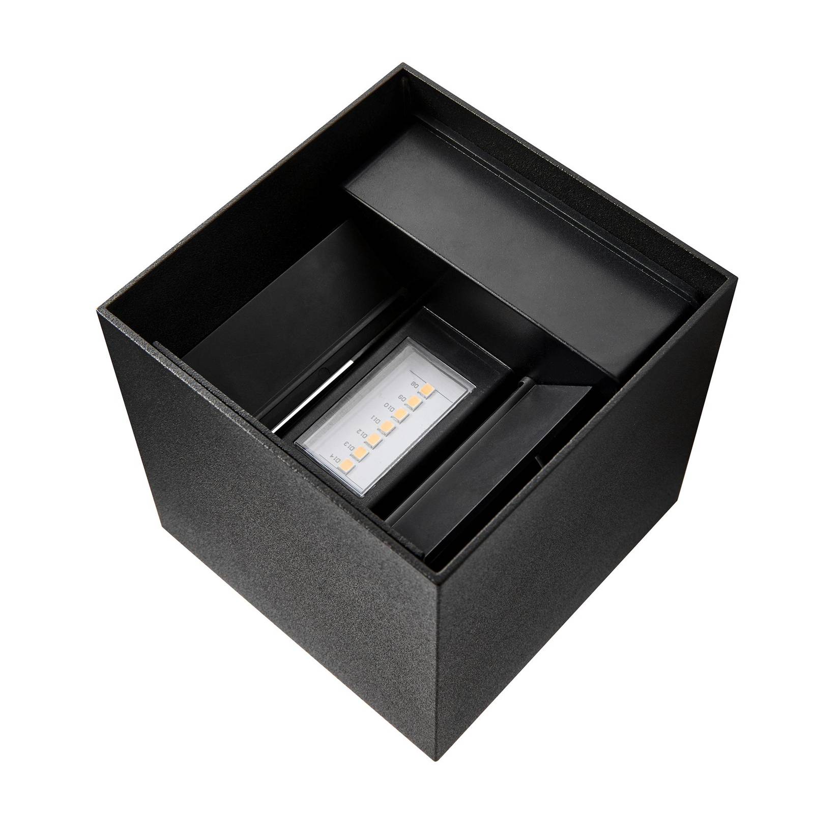 E-shop LED vonkajšie nástenné svietidlo Milda kubi, čierne, hore/dole, hliník