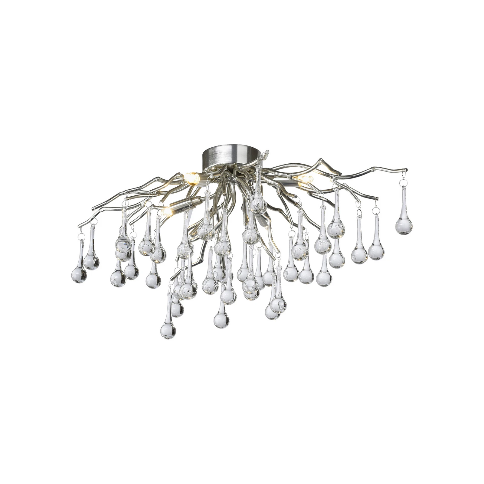 Paul Neuhaus plafonnier Icicle, suspension en verre, 4 lampes, argenté
