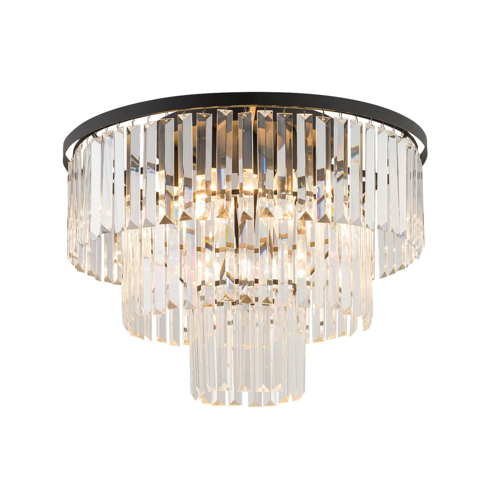 Taklampa Cristal, transparent/svart, Ø 56 cm