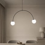 Żyrandol Nova, szkło/metal, czarno-biała, 2-punktowa