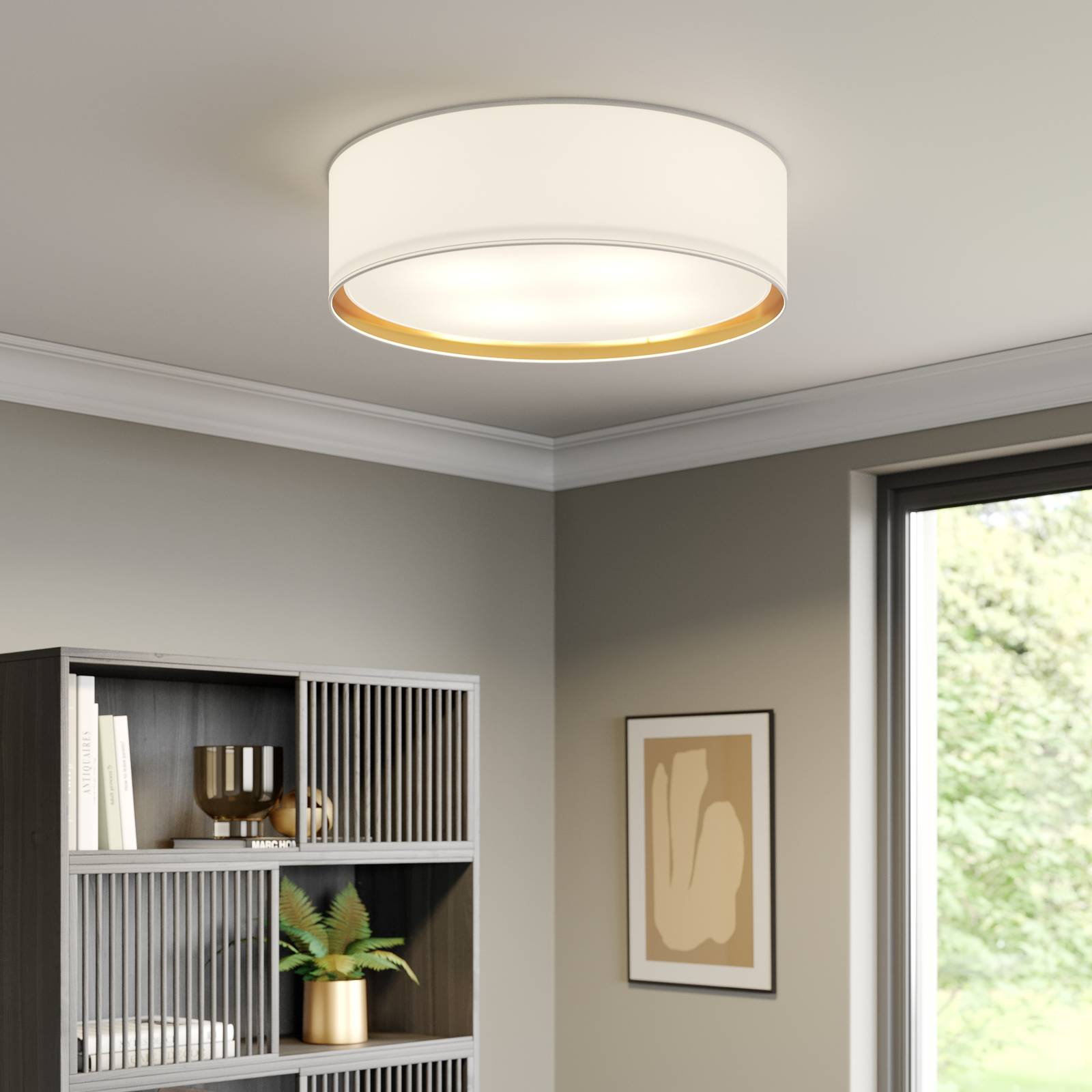 Lampa sufitowa Bilbao, biały/złoty, Ø 60 cm
