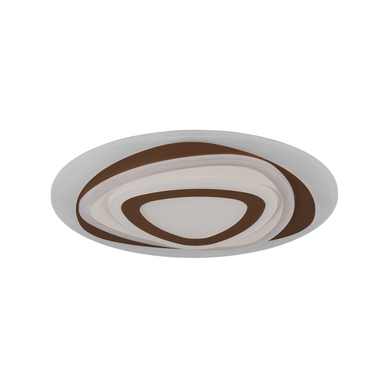 Plafoniera LED Zilo, bianco/caffè, metallo, telecomando