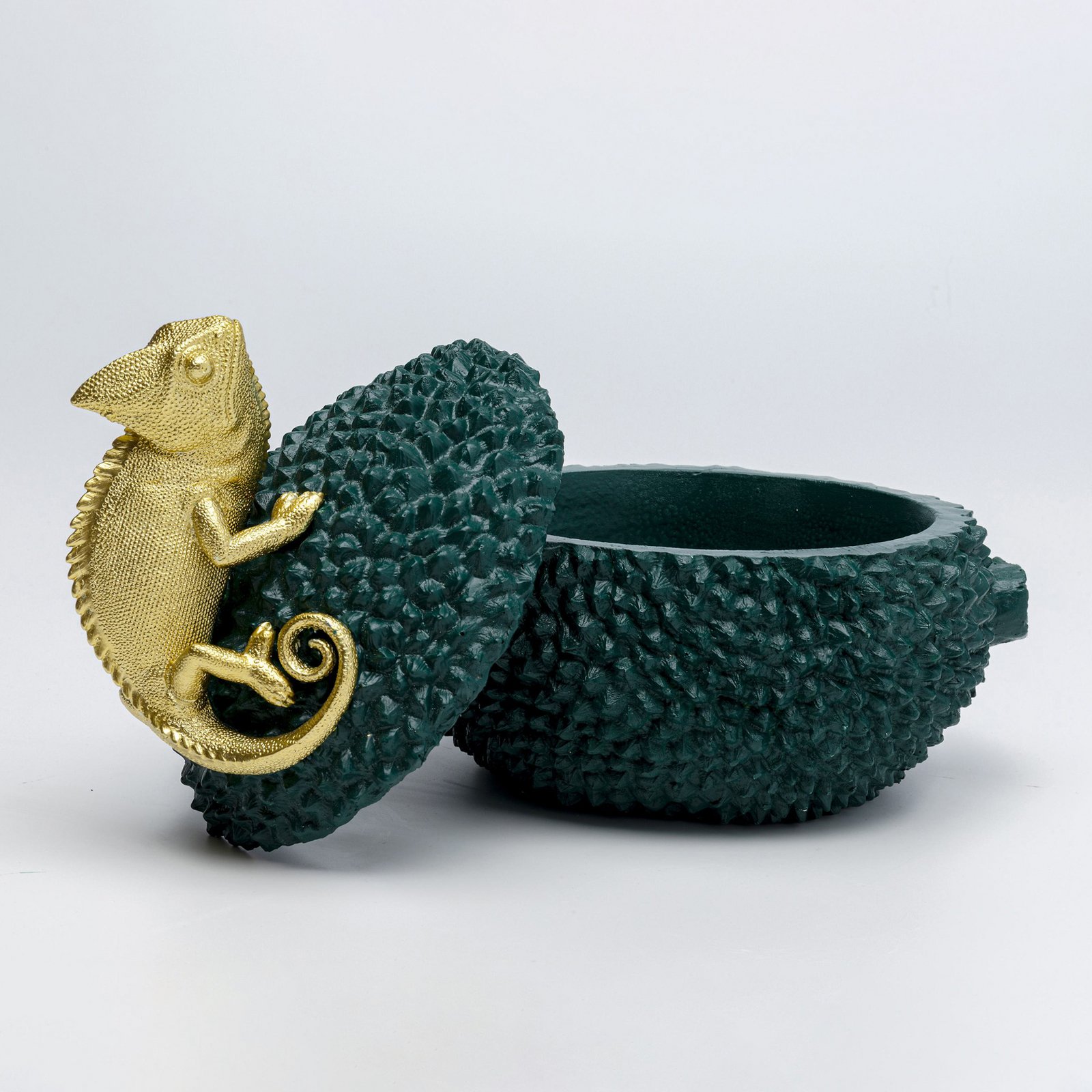 KARE decorative box Chameleon, height 20 cm, dark green, gold