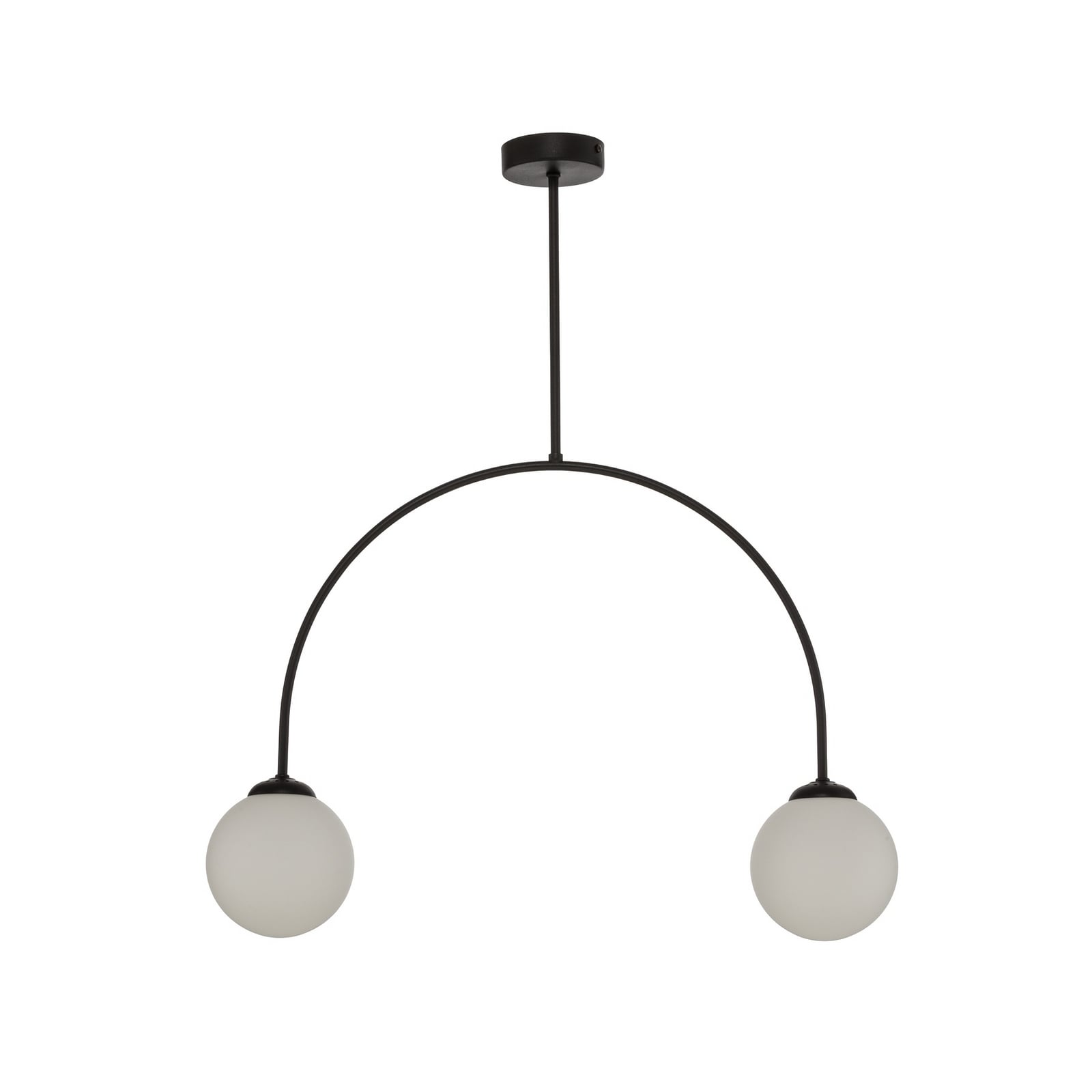 Plafonnier Archie, noir, longueur 68 cm, métal, à 2 lampes.
