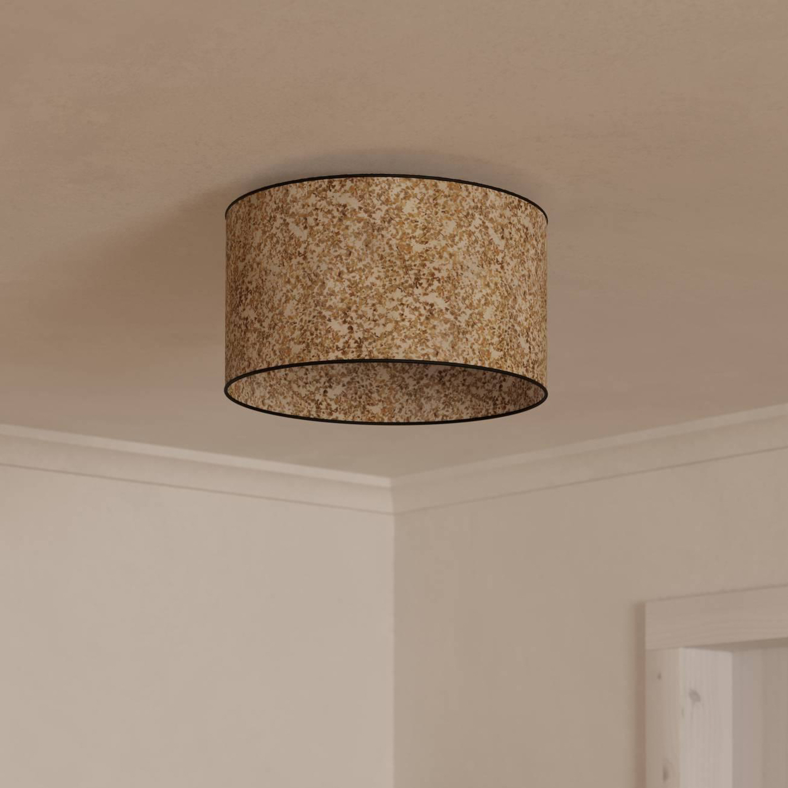 Butterburn ceiling lamp, Ø 38 cm, beige/green, fabric