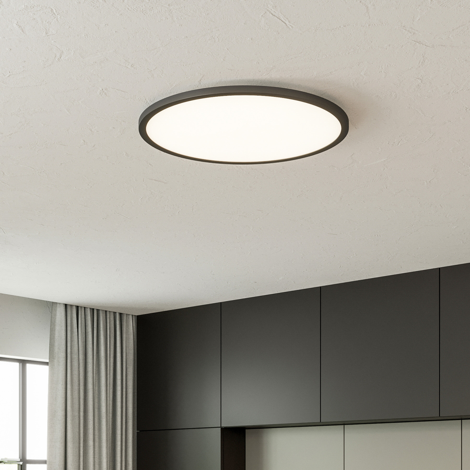 LED plafondlamp Tuco CCT, dimbaar, zwart Ø 50 cm