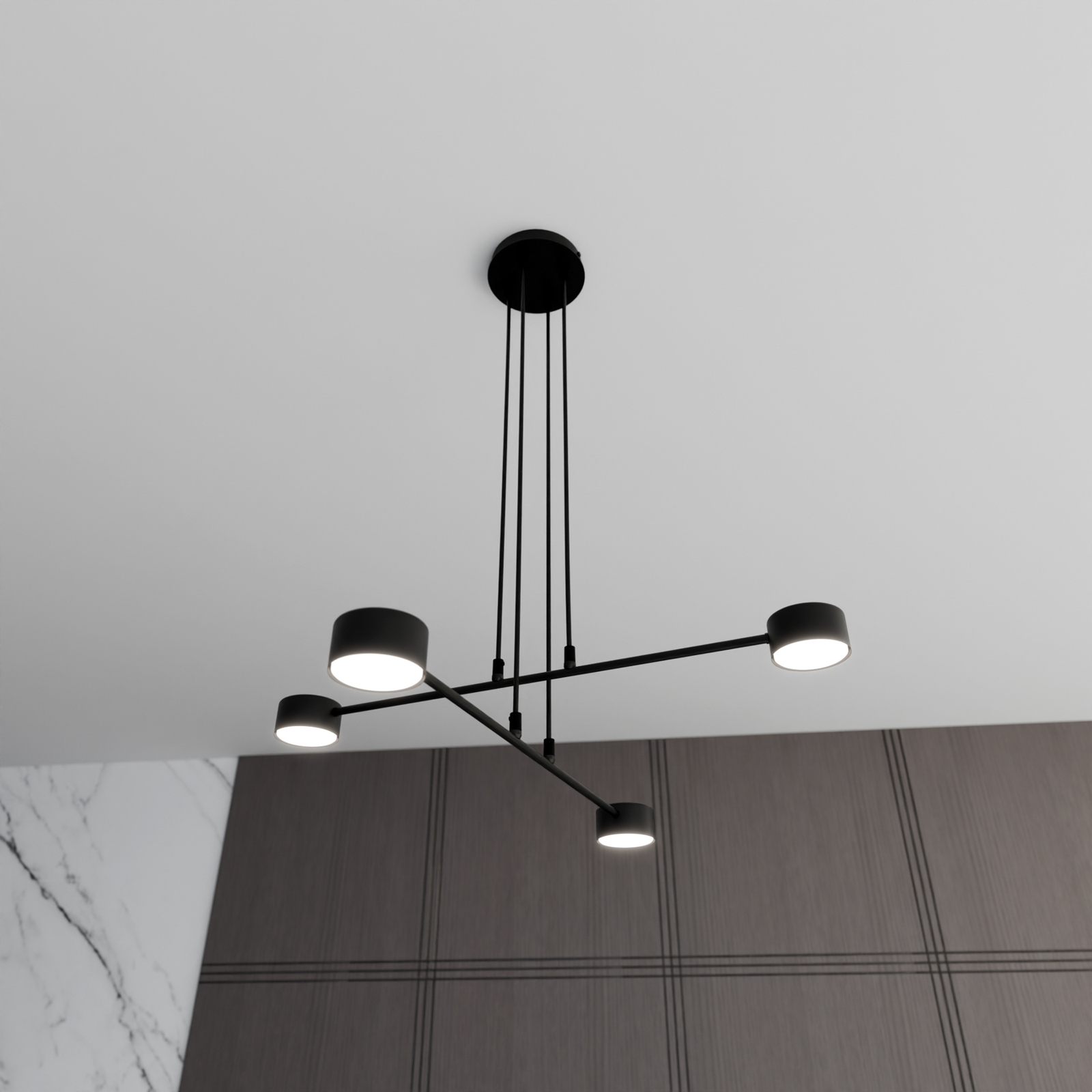 Modus 4 hanglamp, staal, 4-lamps, GX 53, zwart