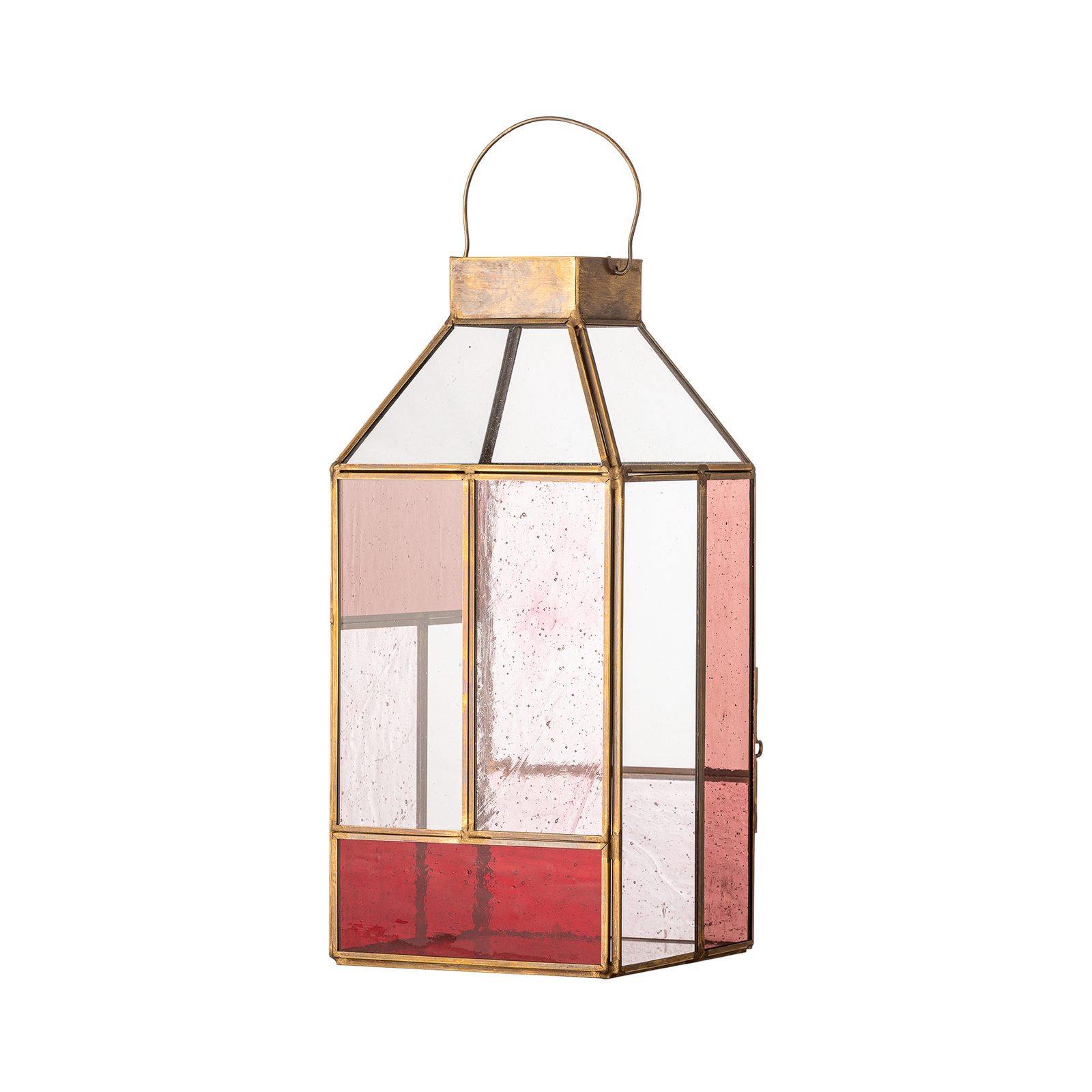 Lanterne Drew, transparente/rose, hauteur 34 cm, verre - Bloomingville