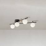 Kika ceiling light, 4-bulb, black/white, metal, glass