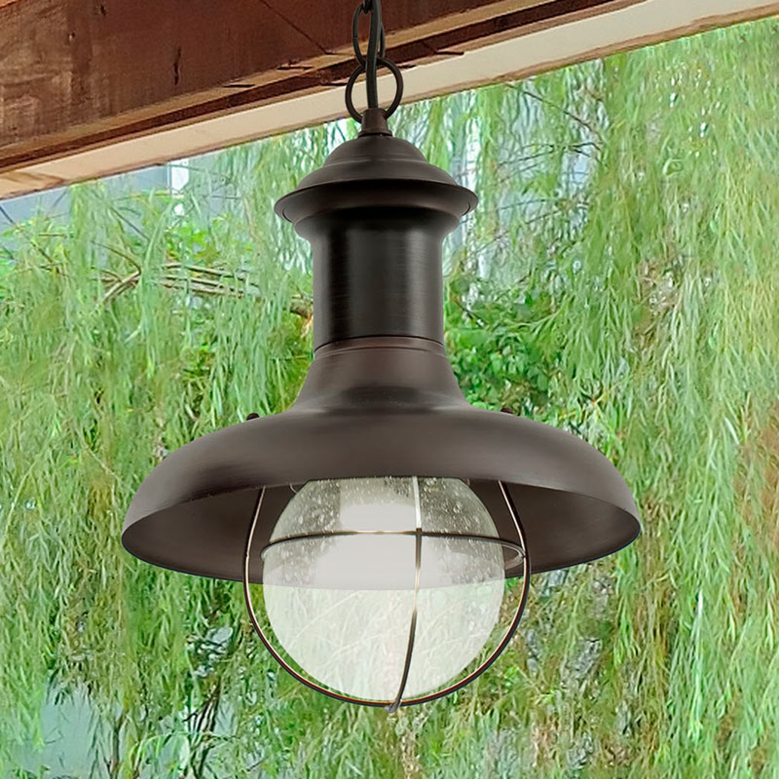 FARO BARCELONA ESTORIL-P hanging light for outdoor use, metal, bubble glass, E27, 15 W, energy efficiency: A++, H: 34 cm