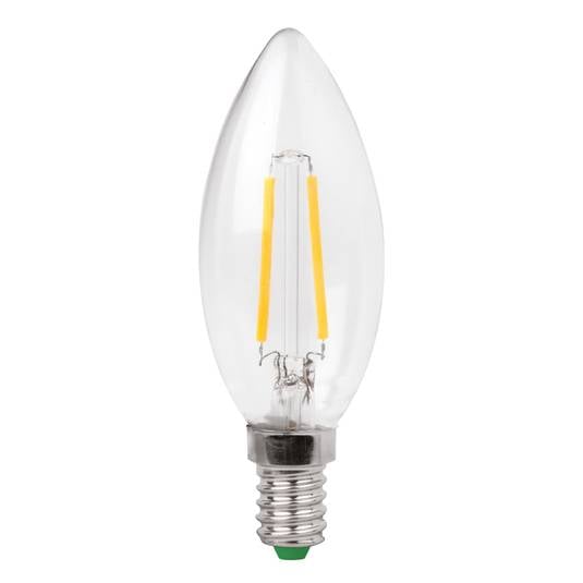 LED žárovka-svíčka E14 3W Filament čirá teplá bílá