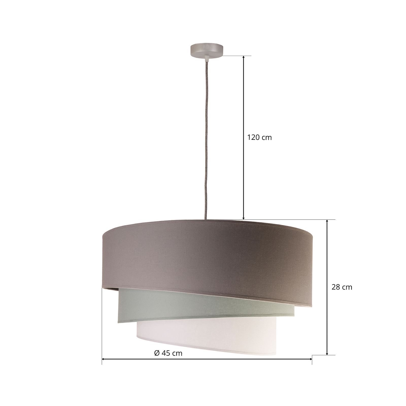 Euluna Trio hanglamp beige/aquamarijn/écru Ø45cm